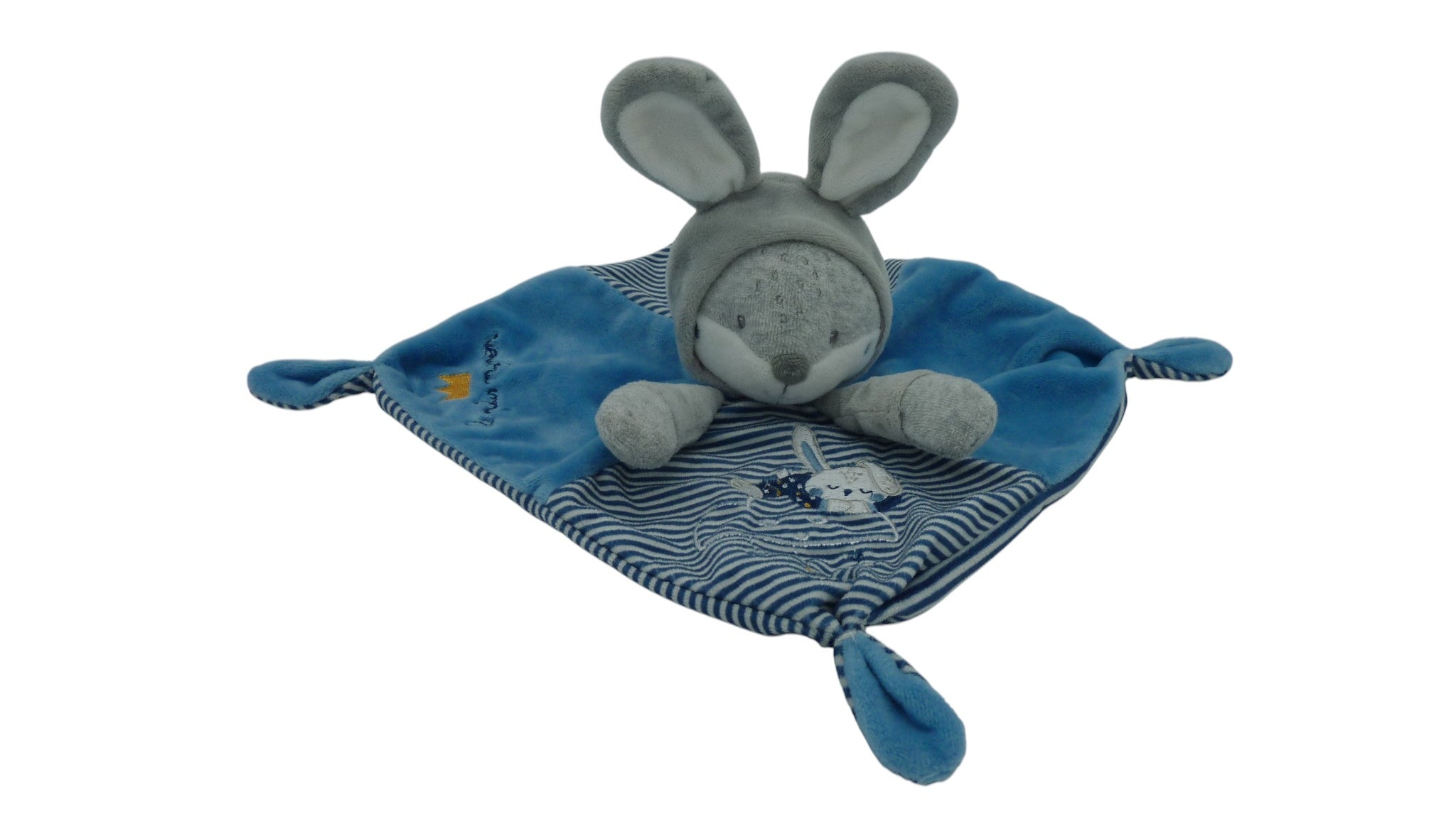 Doudou chat déguisé en lapin plat bleu gris - Gémo