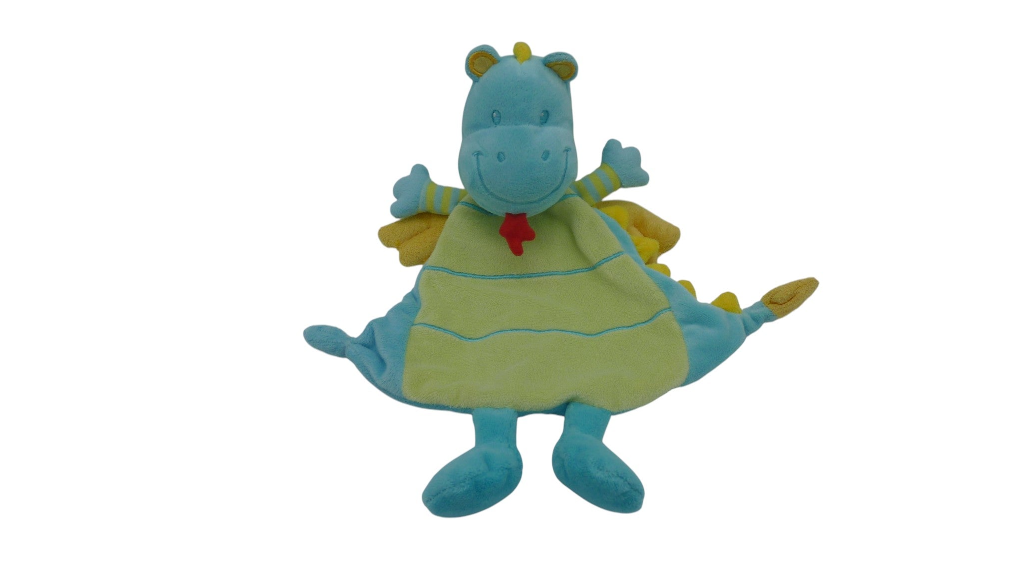 Doudou dragon plat turquoise vert - Pat et Ripaton
