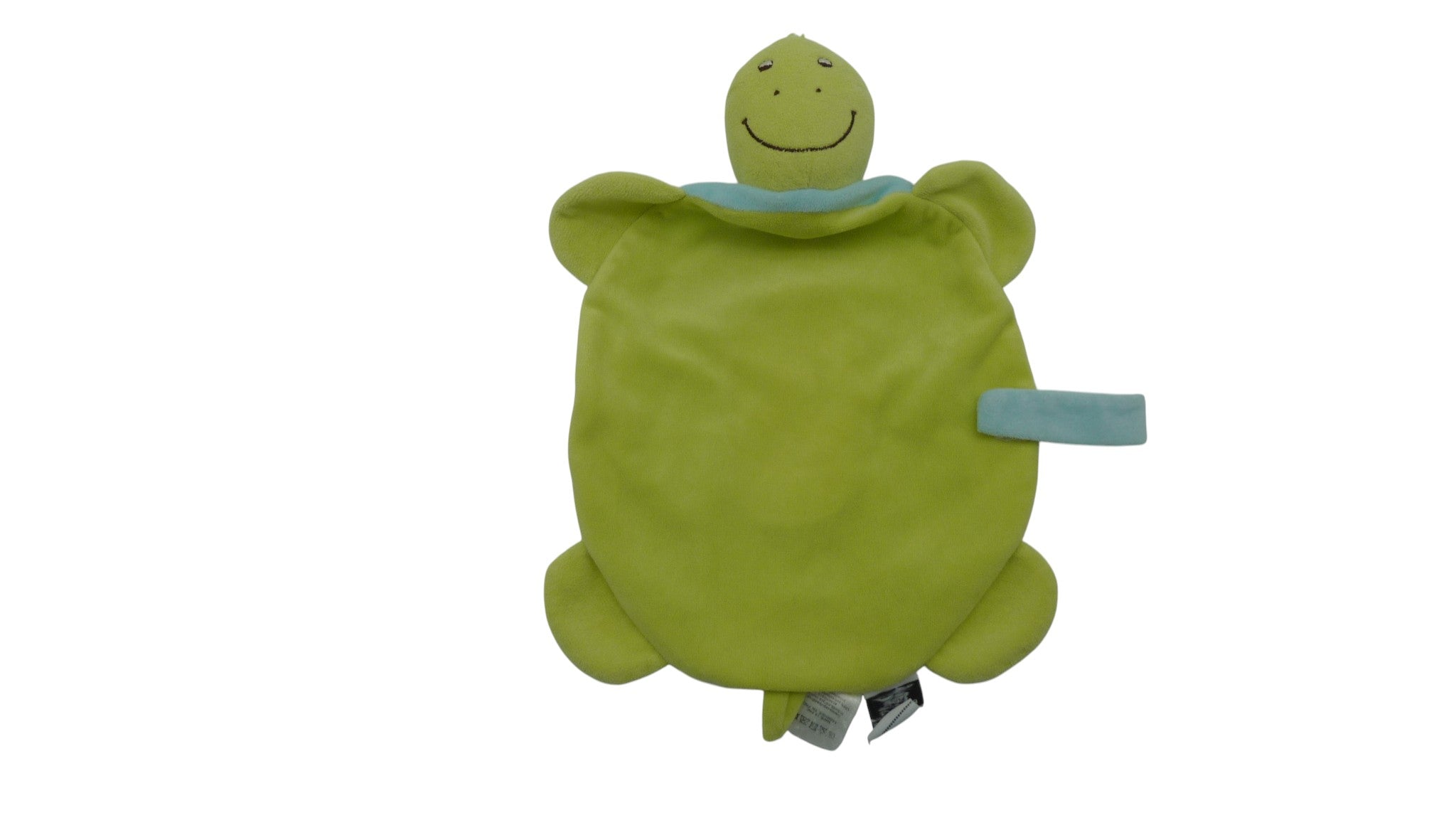 Doudou tortue plat vert bleu - Les Chatounets