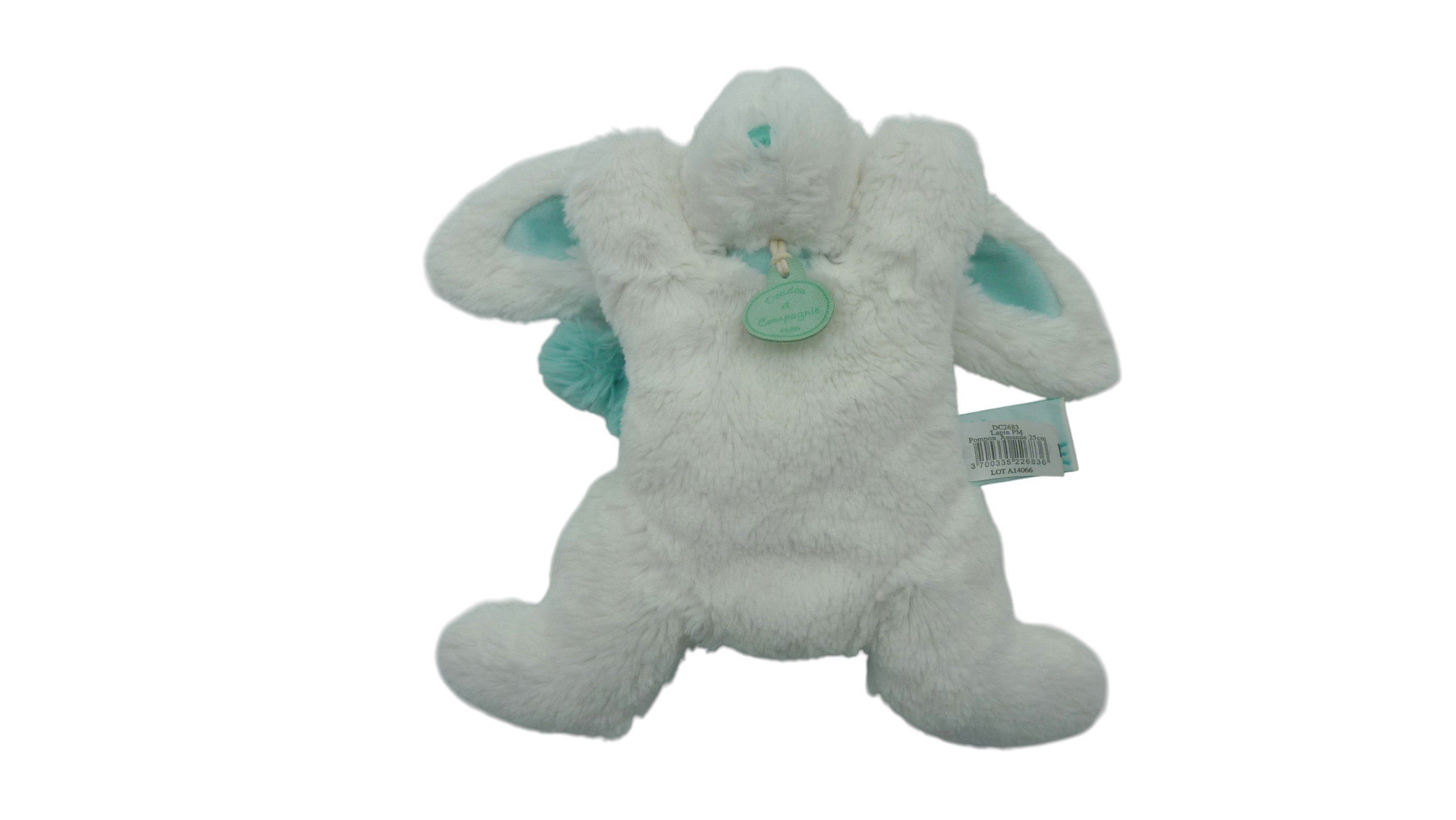 Peluche lapin blanc bleu - Pompon - DC2683 Doudou et Compagnie - 25 cm