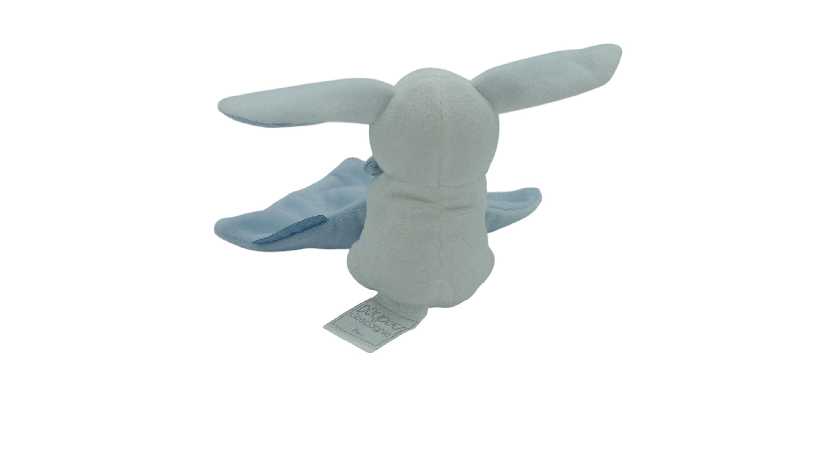 Peluche lapin blanc avec mouchoir bleu - Collector - DC3338 Doudou et compagnie