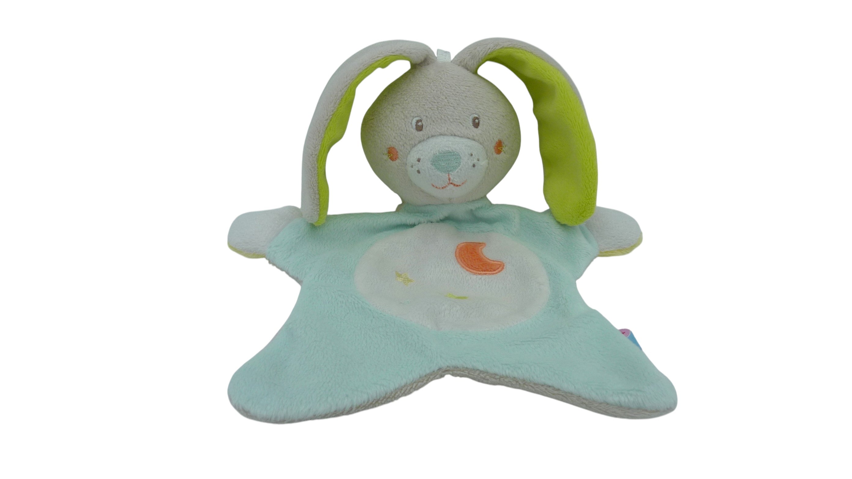 Doudou lapin plat bleu blanc - Magidoux - Sucre d'Orge
