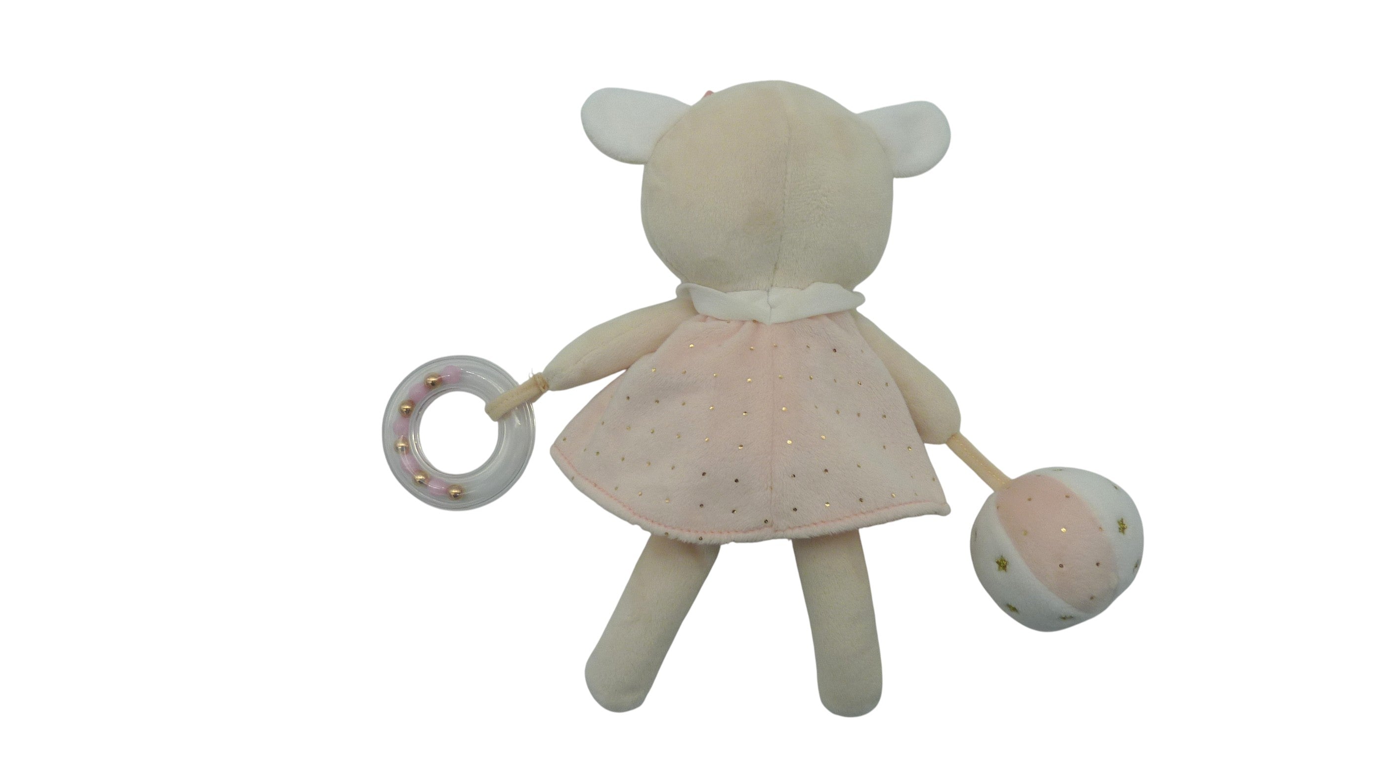 Peluche éveil biche blanc beige - Mots d'Enfants - 27 cm