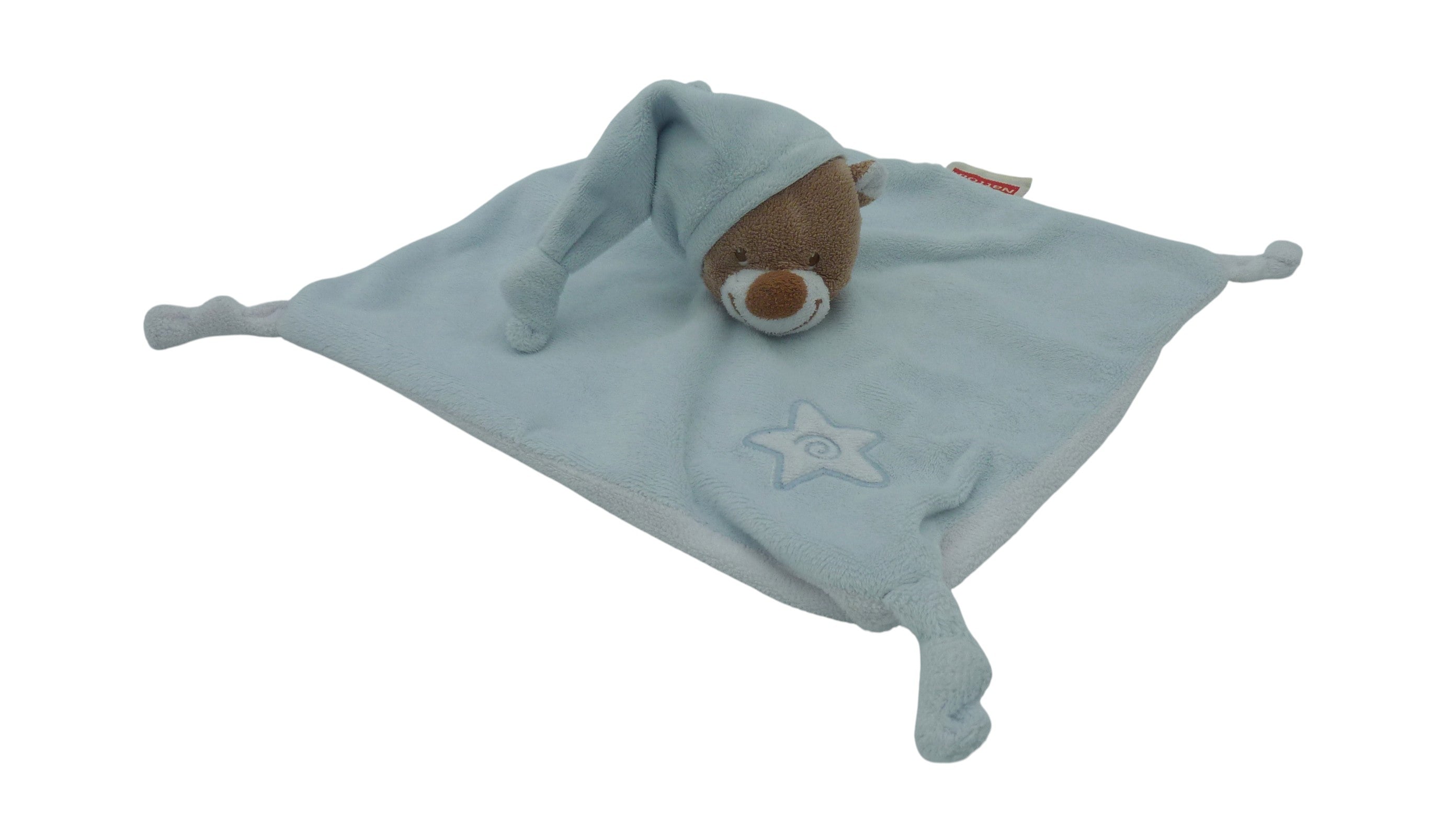 Doudou ours plat bleu blanc - Nattou