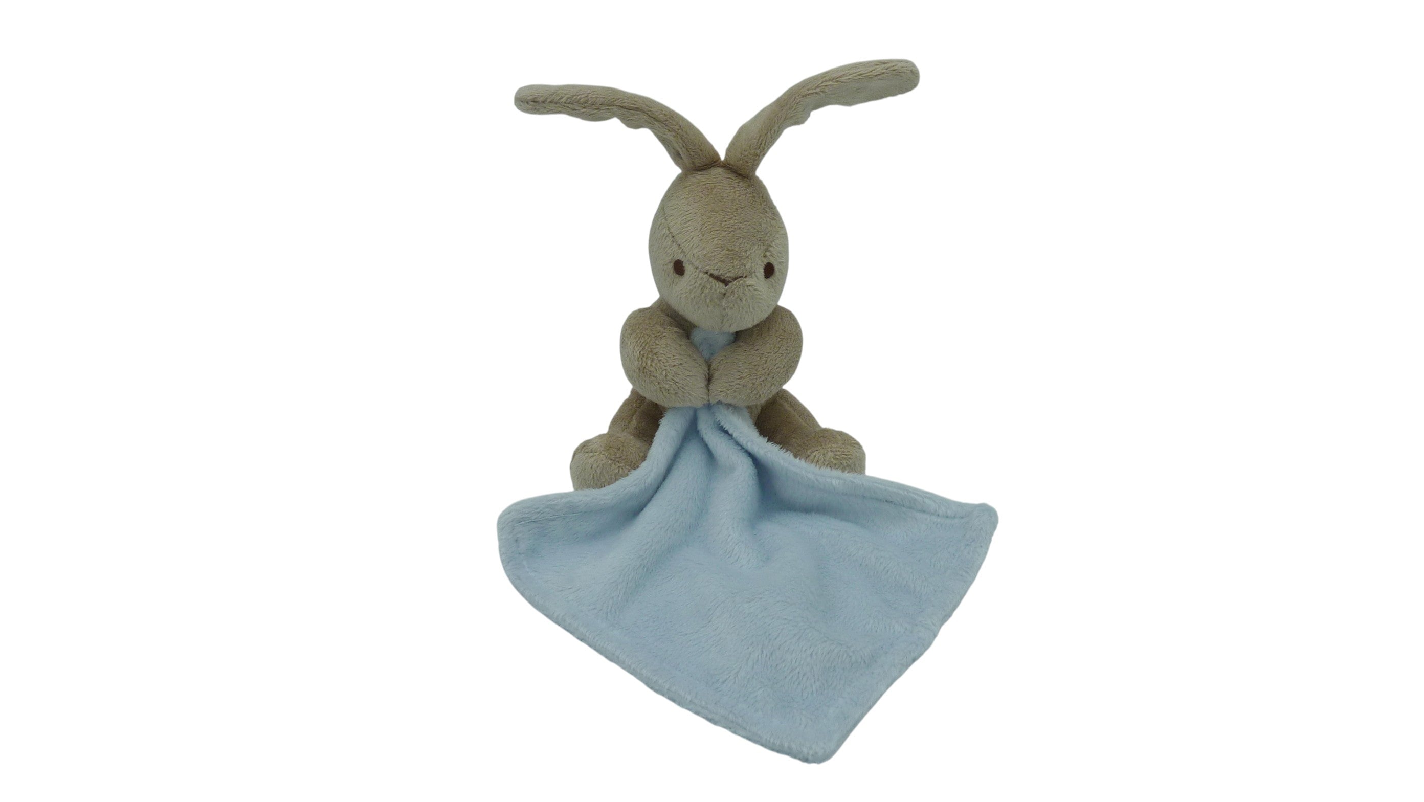 Peluche lapin mouchoir marron bleu - Grain de Blé