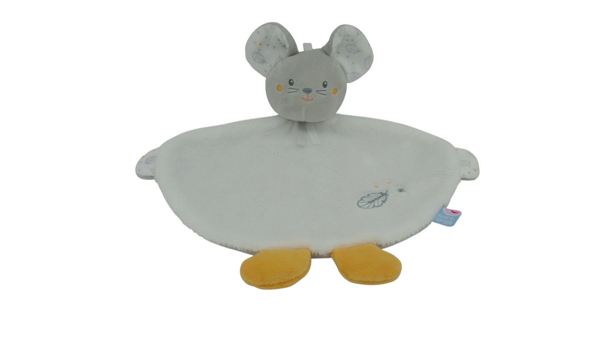 Doudou souris plat blanc gris - Sucre d'Orge