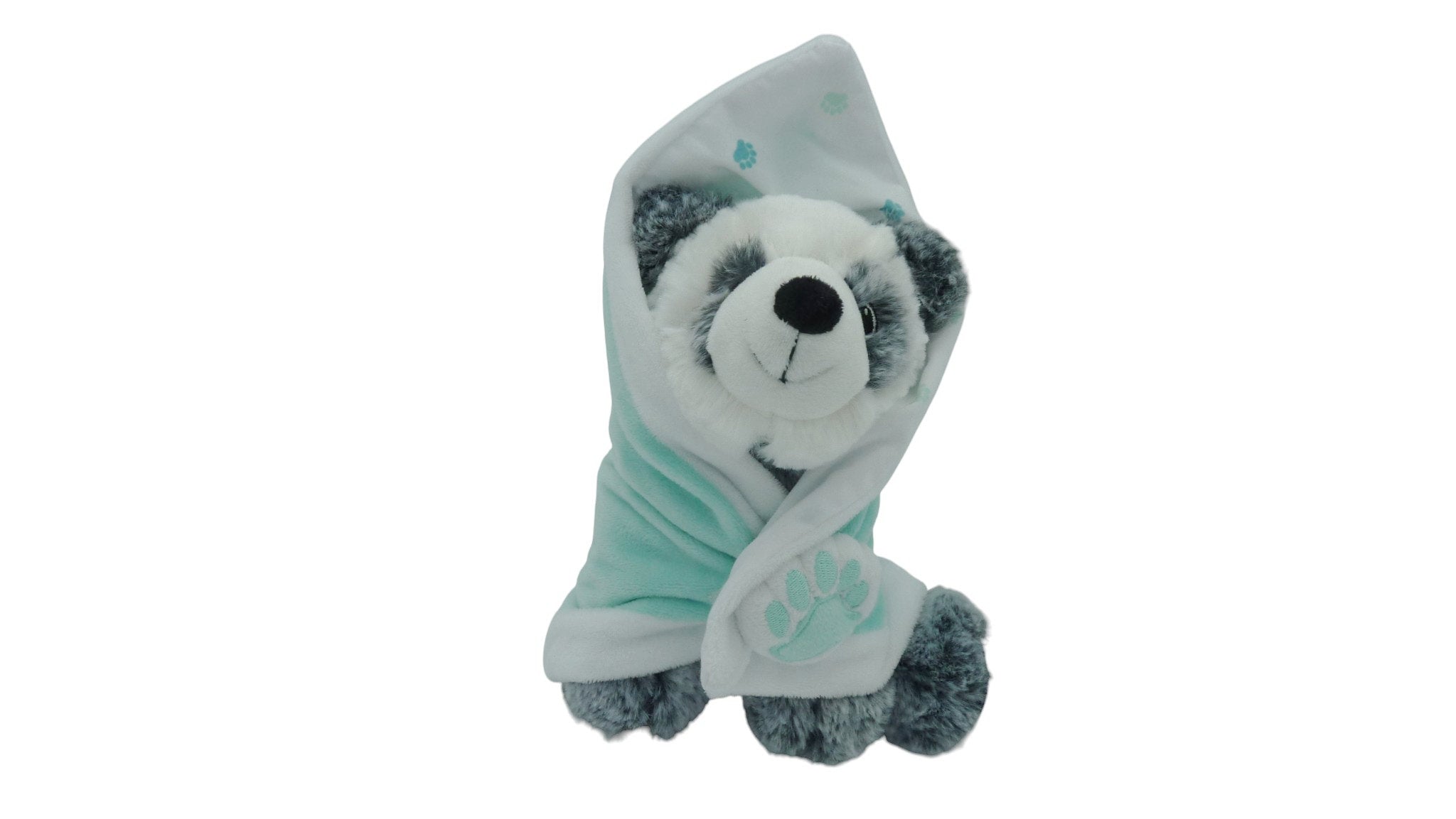 Peluche panda avec couverture gris blanc - ZooParc de Beauval - 20 cm