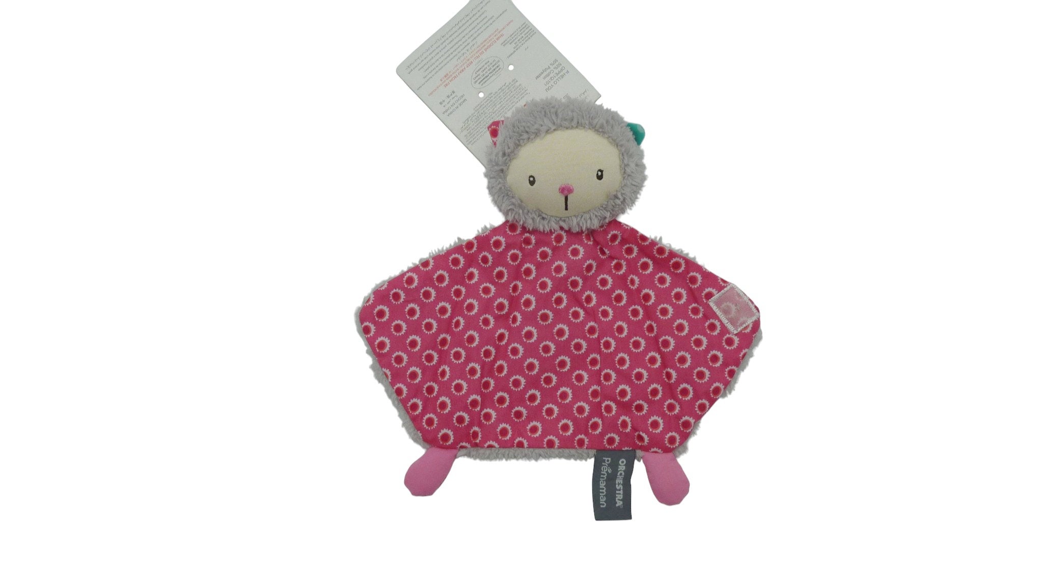 Doudou chat plat rose gris - Orchestra