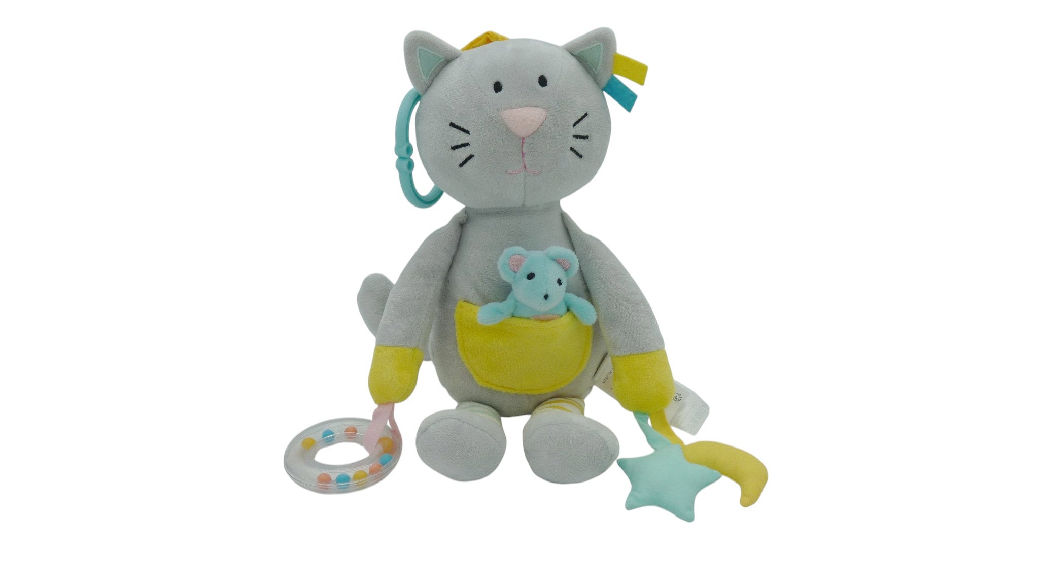 Peluche éveil chat gris - Vertbaudet - 32 cm