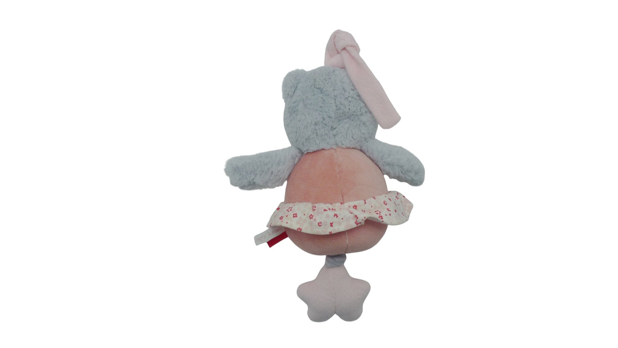 Peluche musicale ours rose gris - Sucre d'Orge - 21 cm