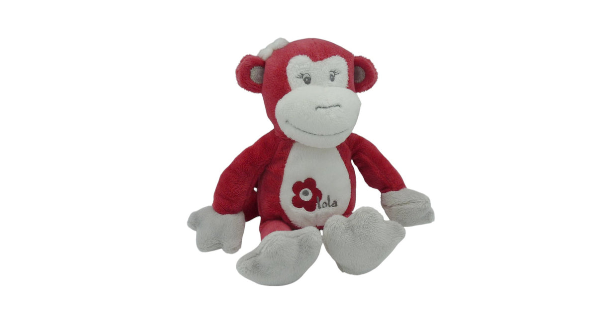 Peluche singe gris blanc rouge - Arthur et Lola - 23 cm