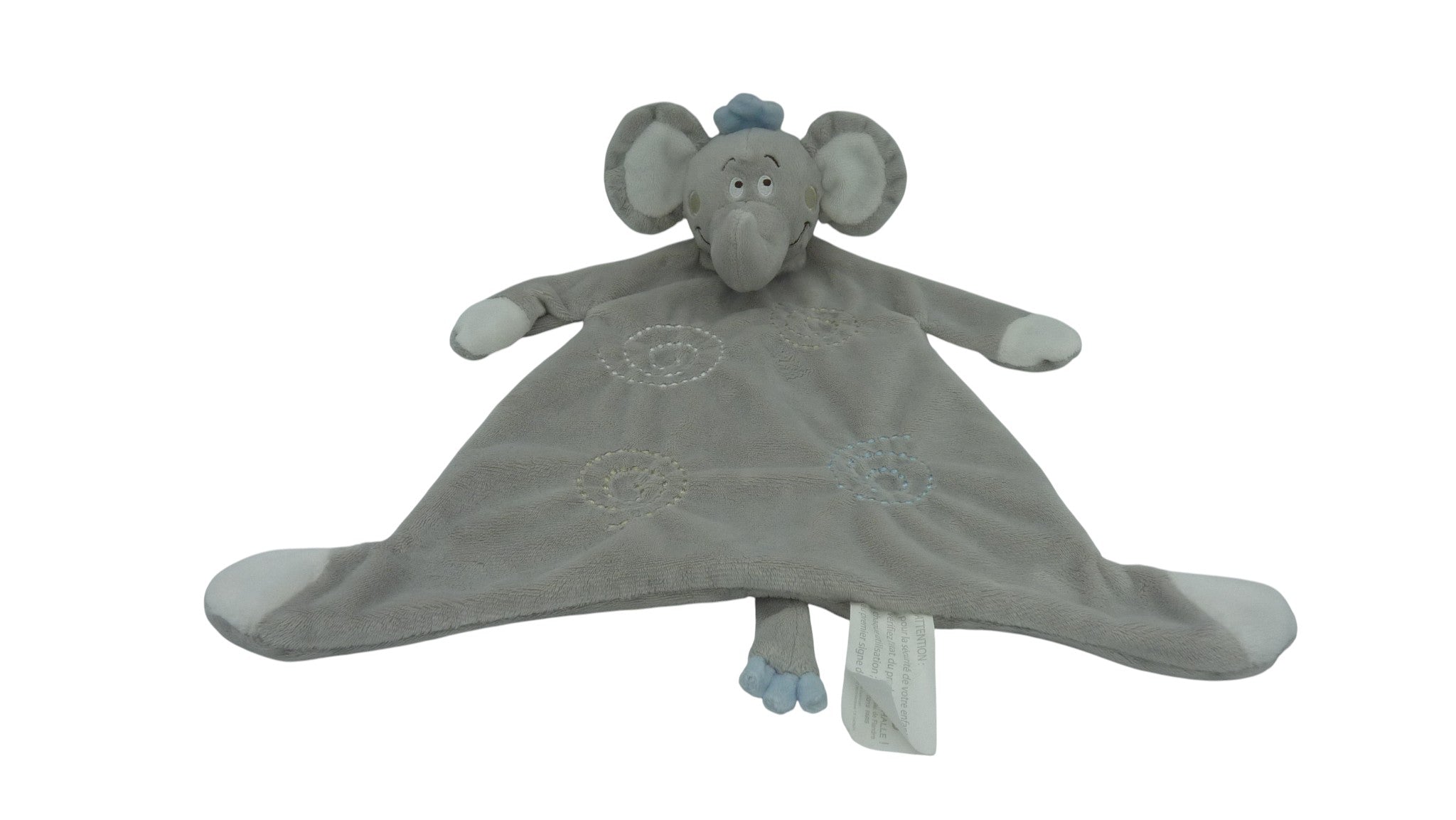 Doudou éléphant plat gris - Kimbaloo
