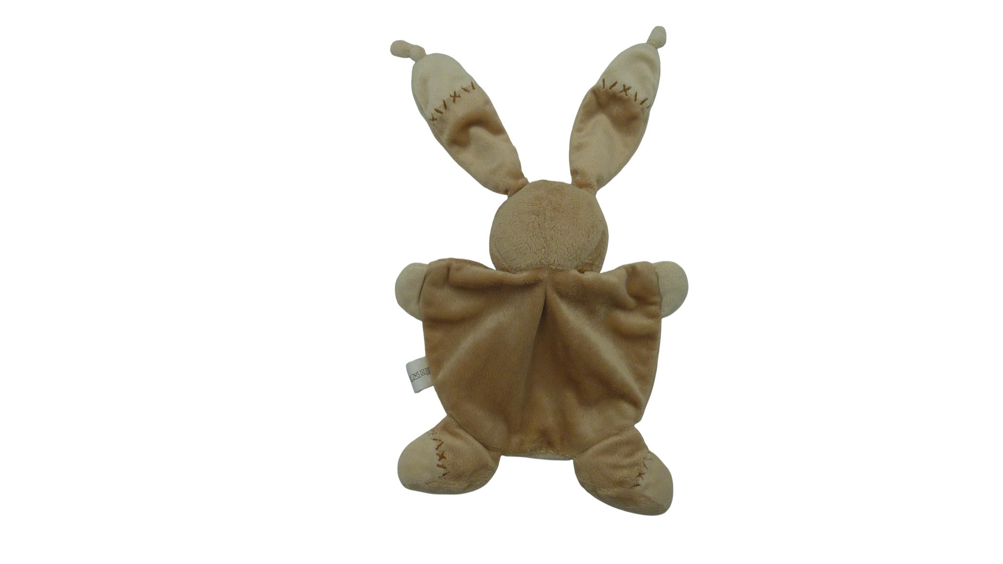 Doudou lapin plat marron beige motif croix - Nicotoy