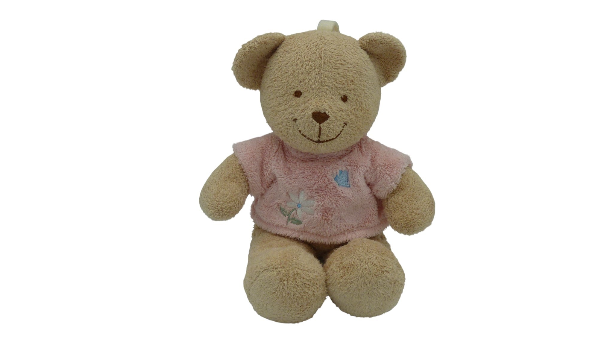 Peluche ours musical marron rose - Tex Baby - 29 cm
