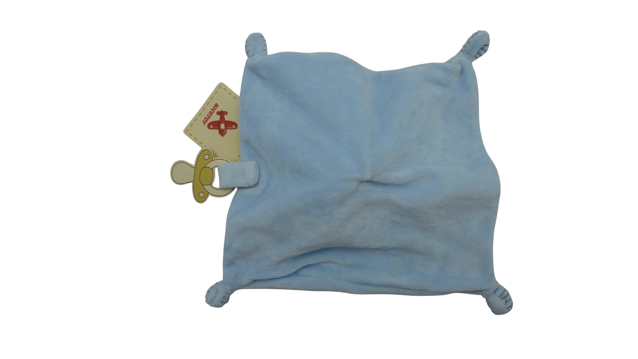 Doudou lapin plat bleu motifs ronds coeurs - Nicotoy