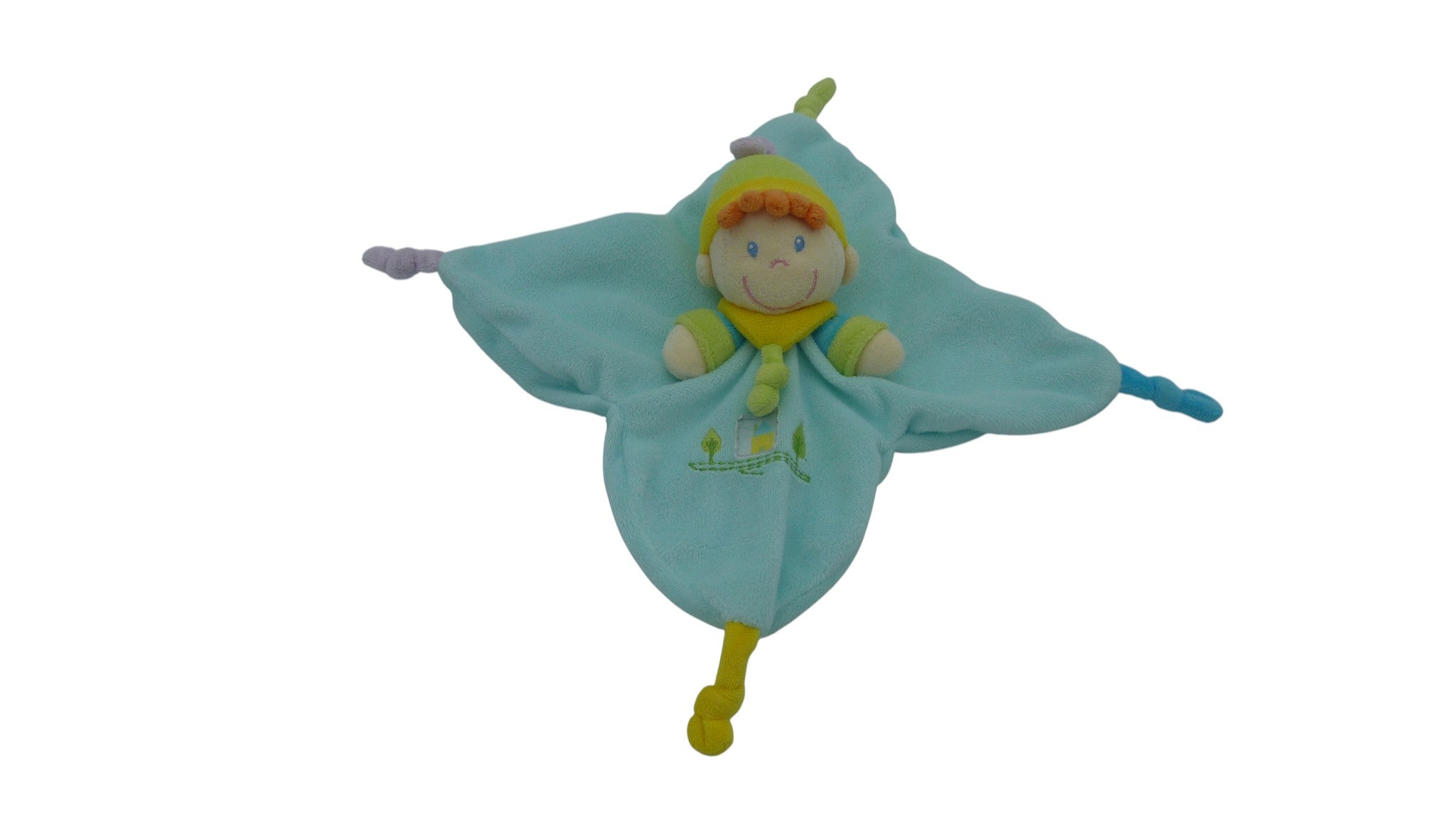 Doudou lutin plat turquoise - Nicotoy