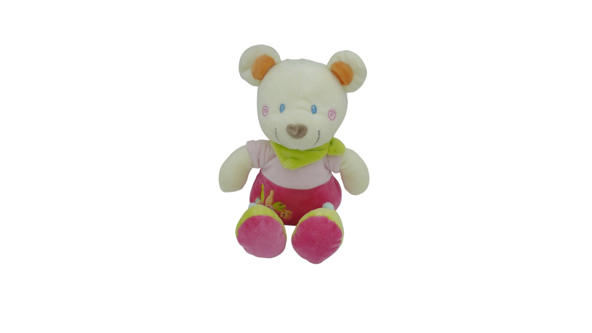 Peluche ours multicolore - Pommette - 27 cm