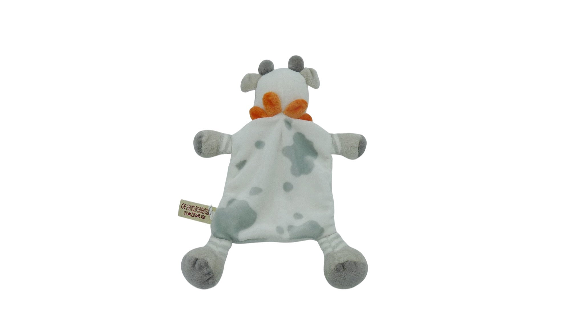 Doudou vache plat blanc gris - Nicotoy