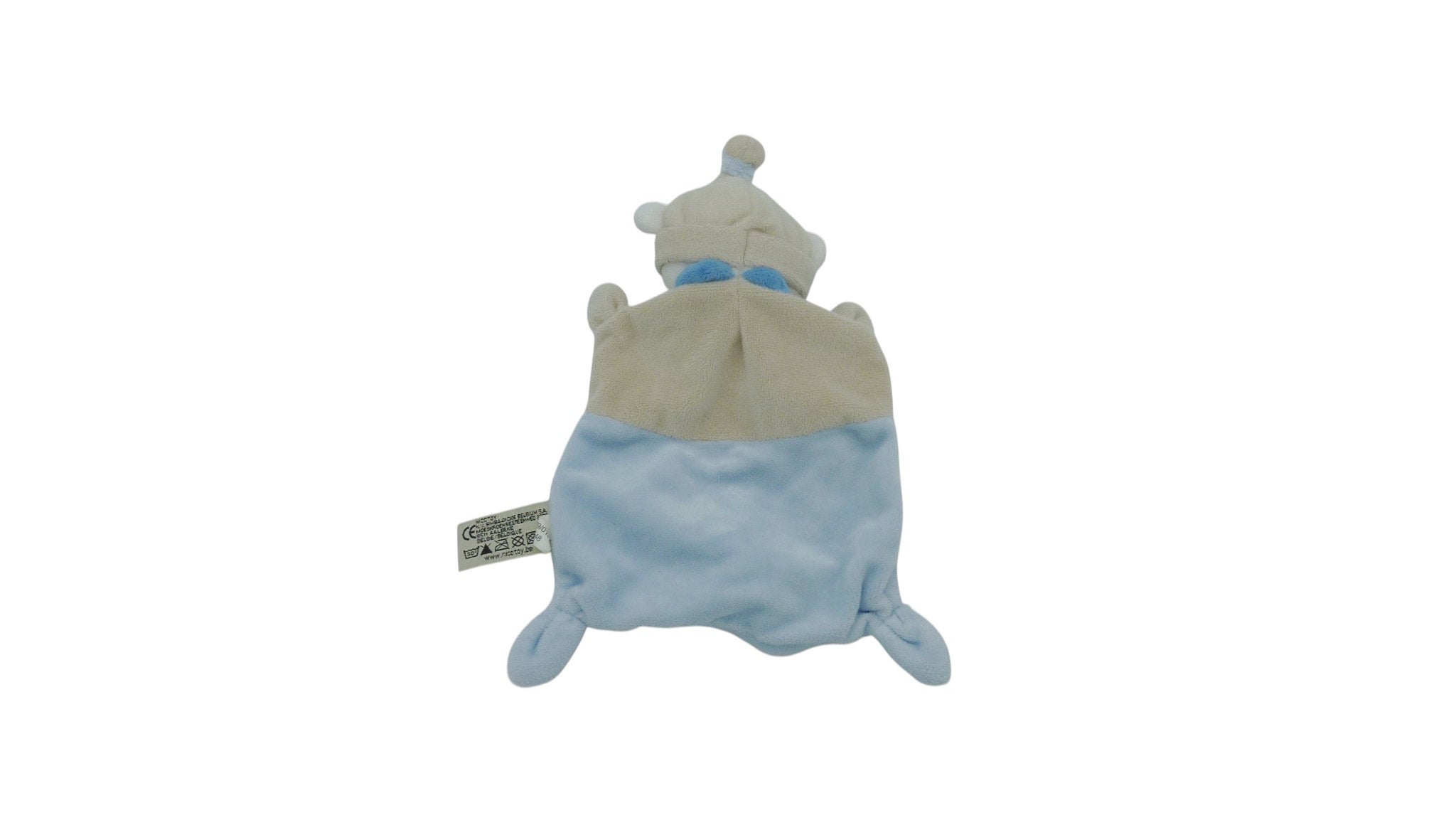 Doudou ours plat marron bleu - Nicotoy