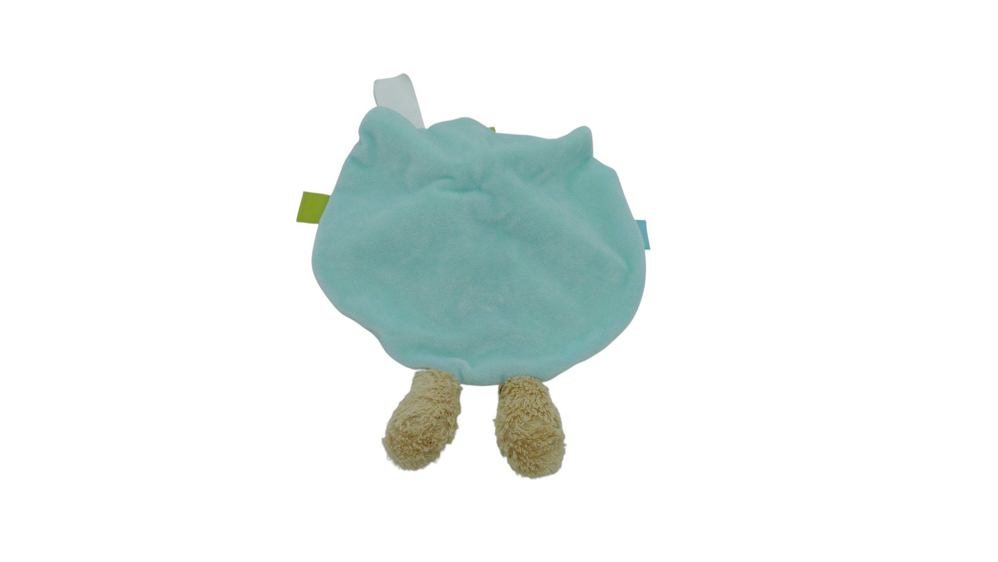 Doudou ours plat vert turquoise - Nicotoy