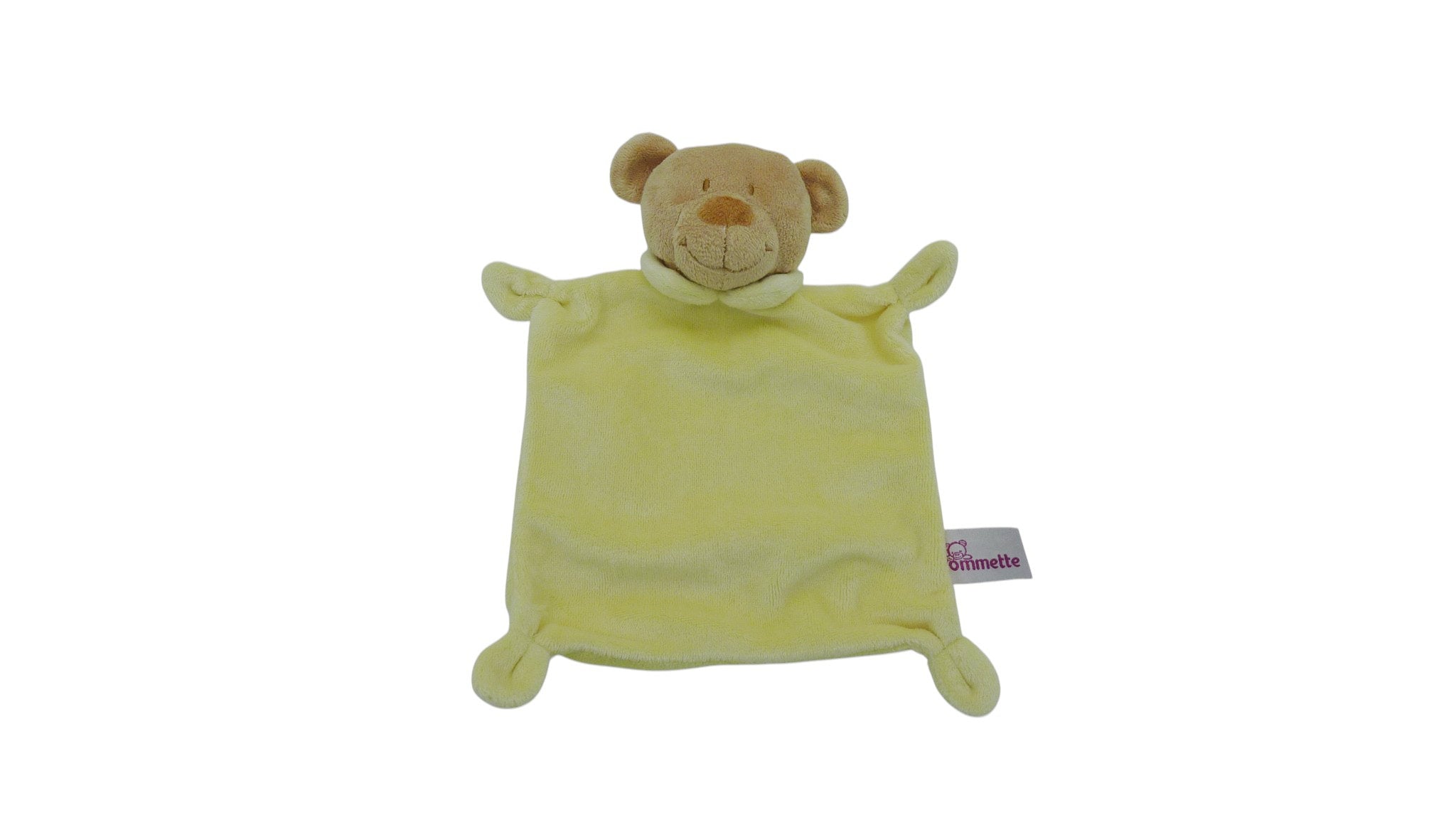 Doudou ours plat jaune - Pommette
