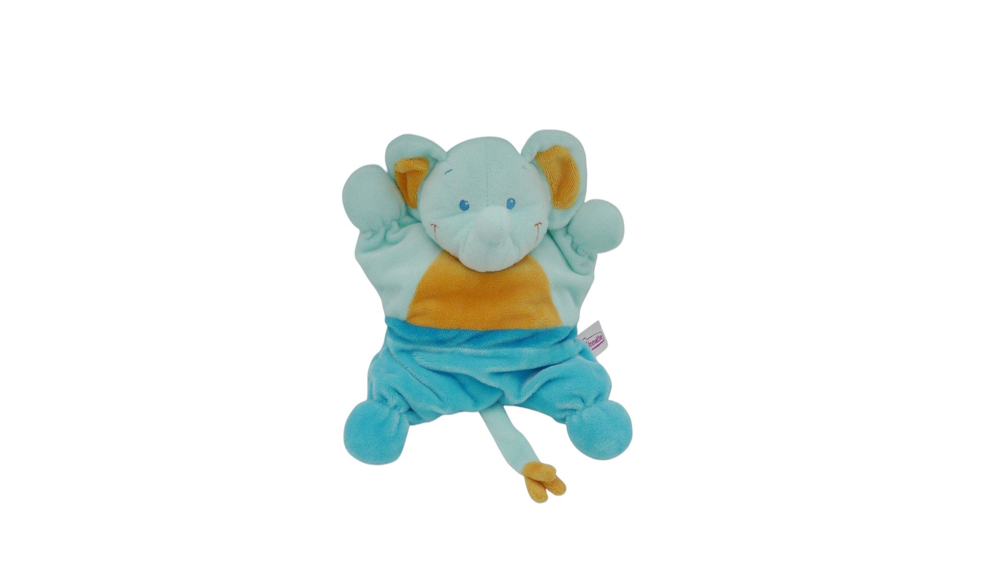 Peluche éléphant bleu orange - Pommette - 25 cm