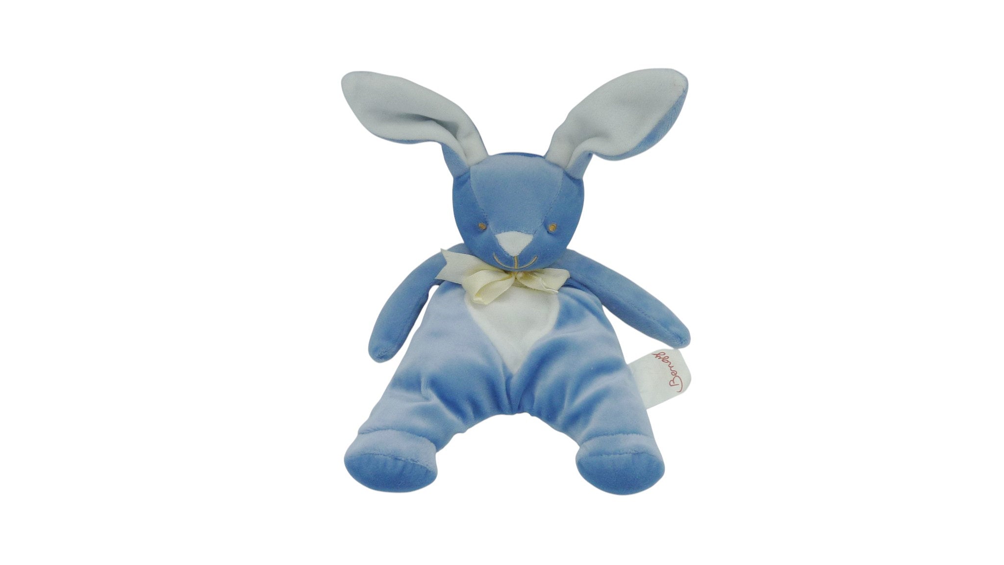 Peluche lapin bleu blanc - Bengy - 24 cm