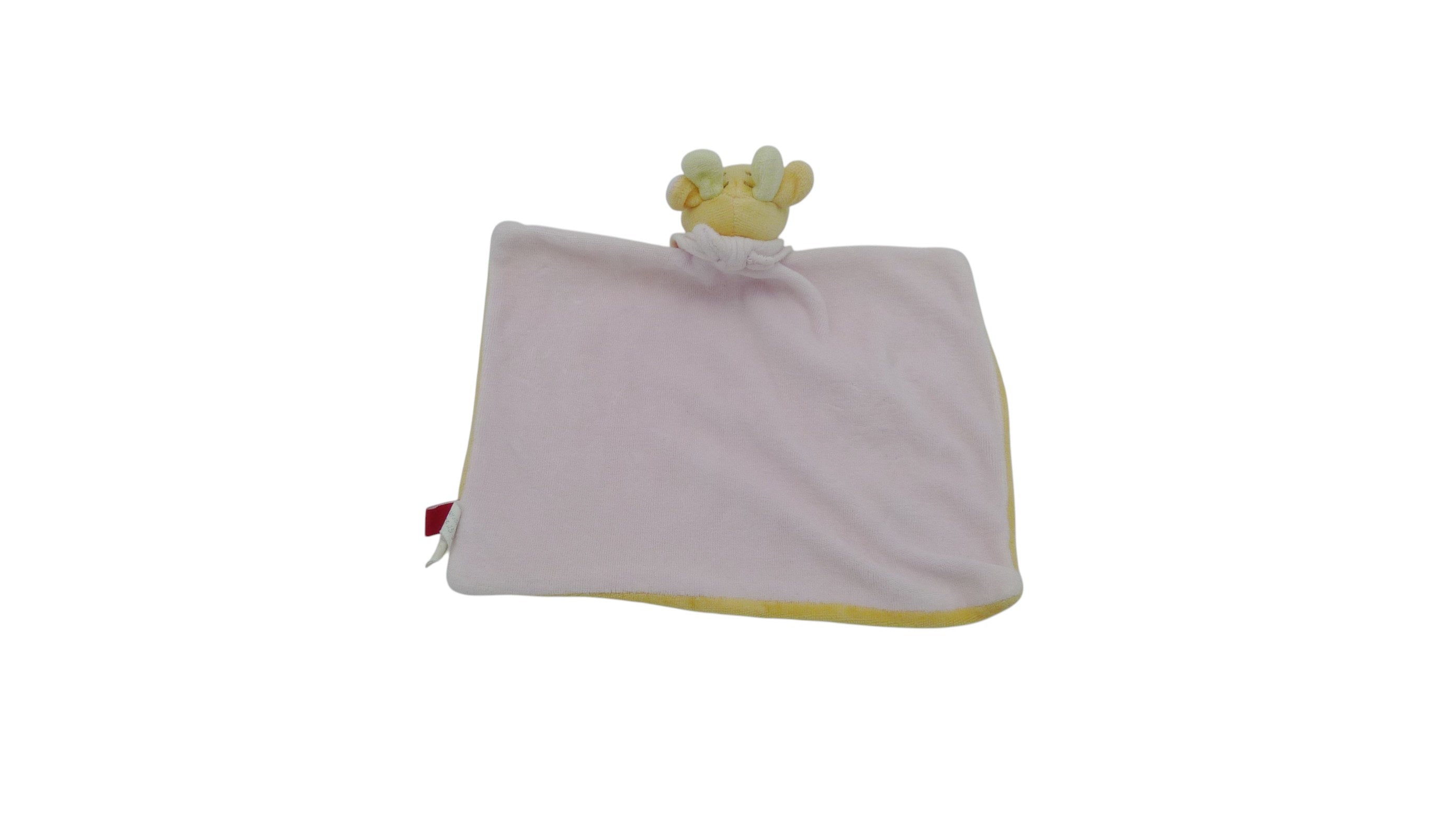 Doudou girafe plat jaune rose - Tex Baby