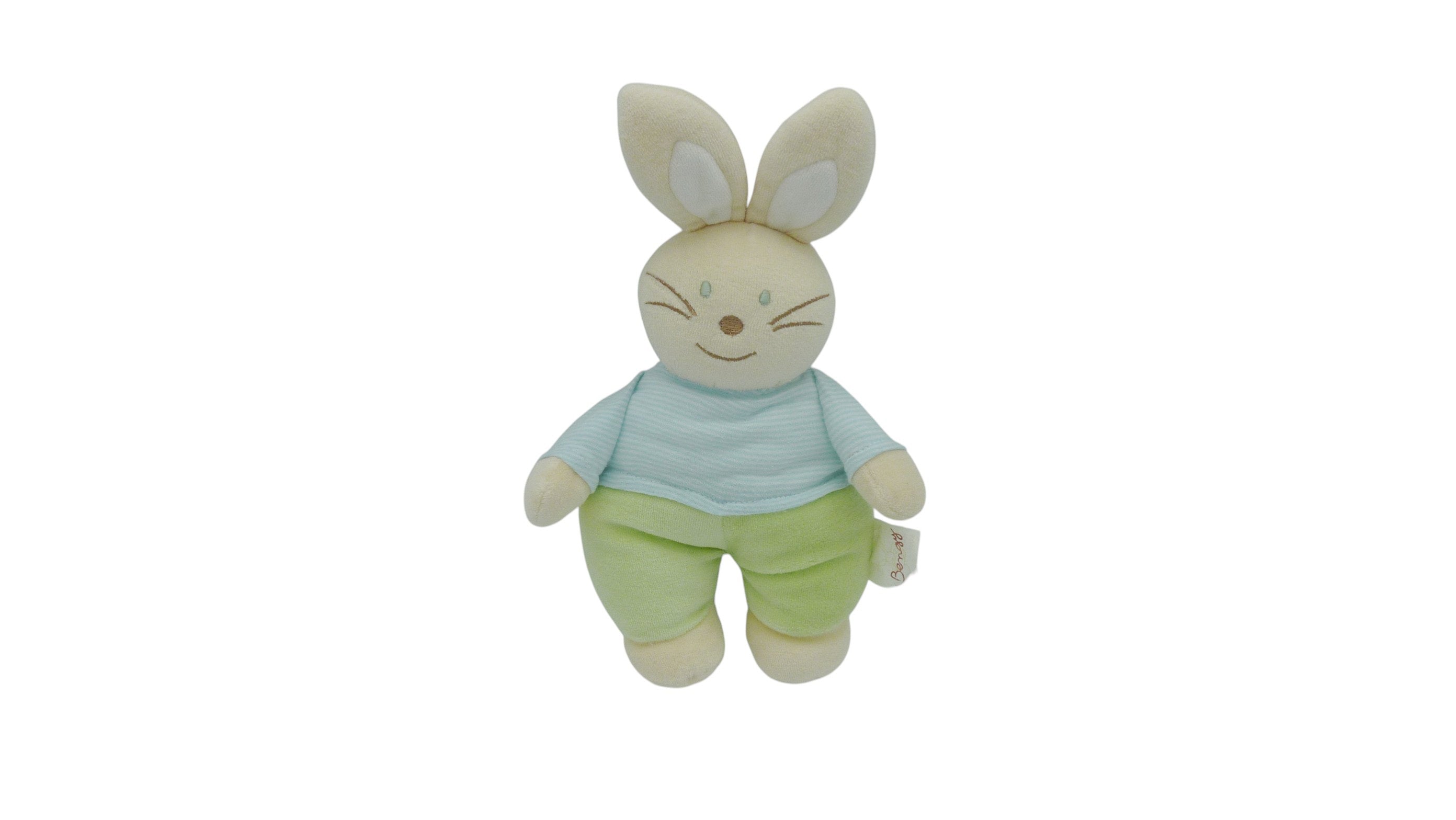 Peluche lapin vert bleu - Bengy - 26 cm