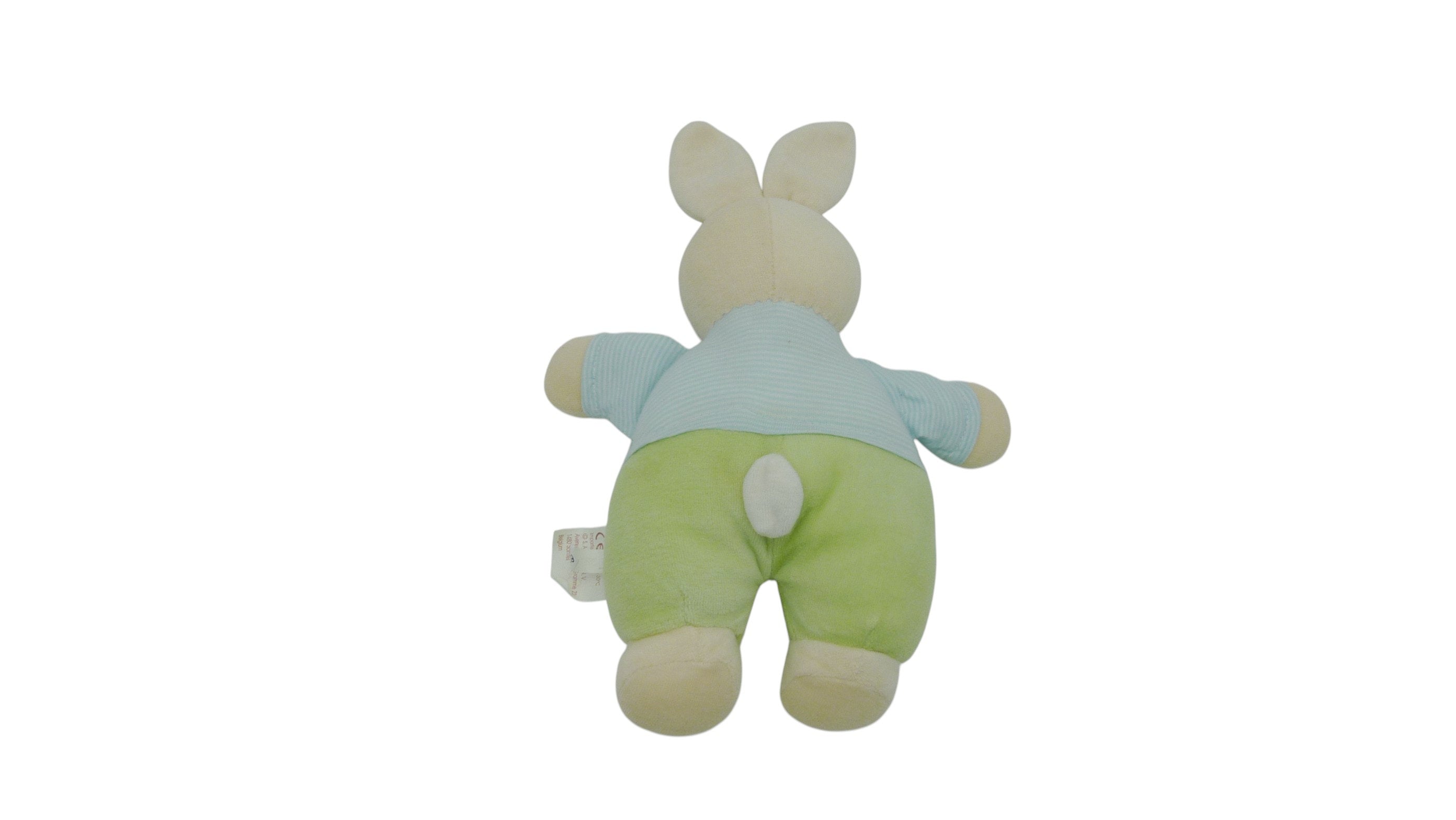 Peluche lapin vert bleu - Bengy - 26 cm