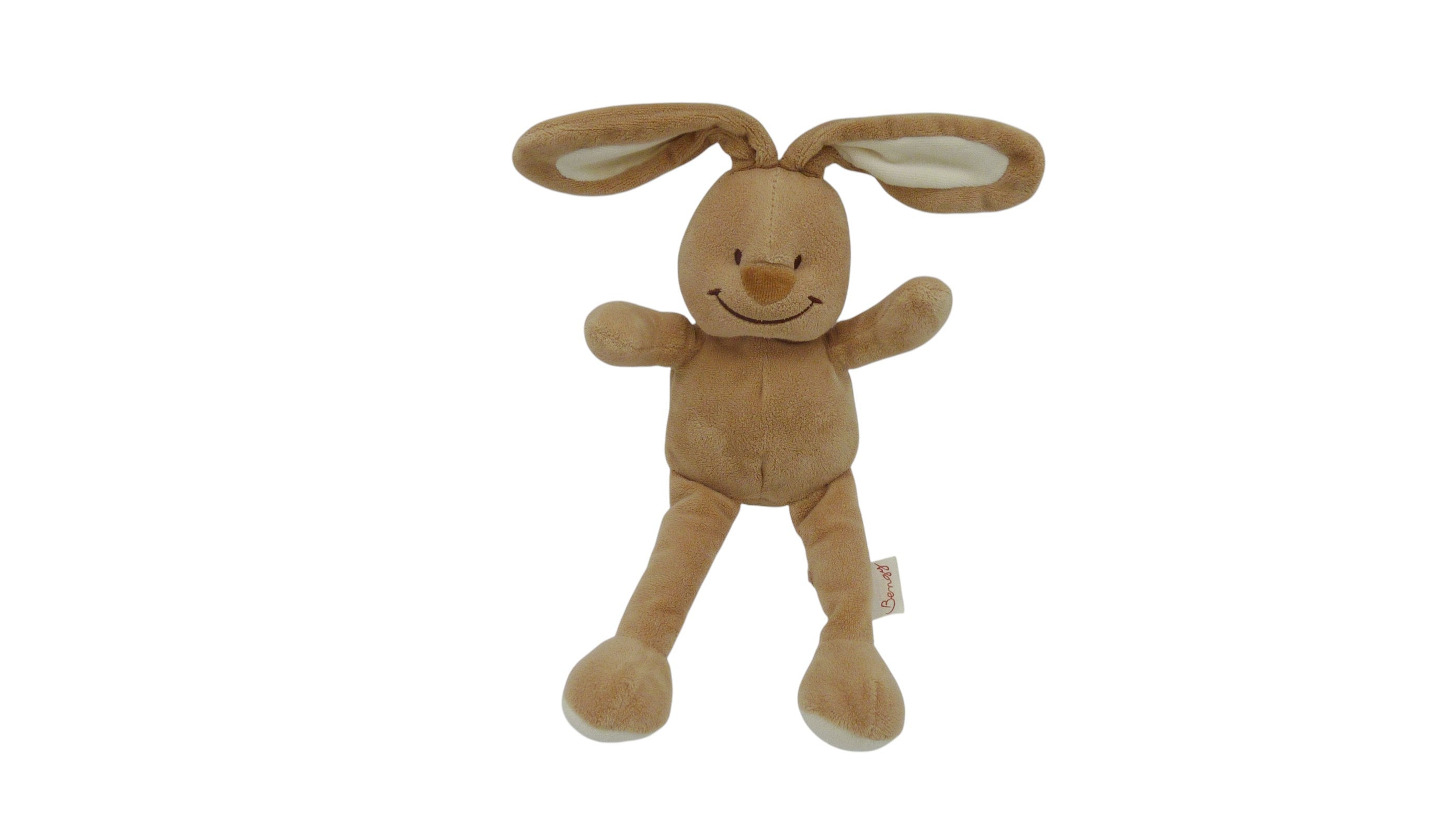 Peluche lapin marron blanc - Bengy - 31 cm