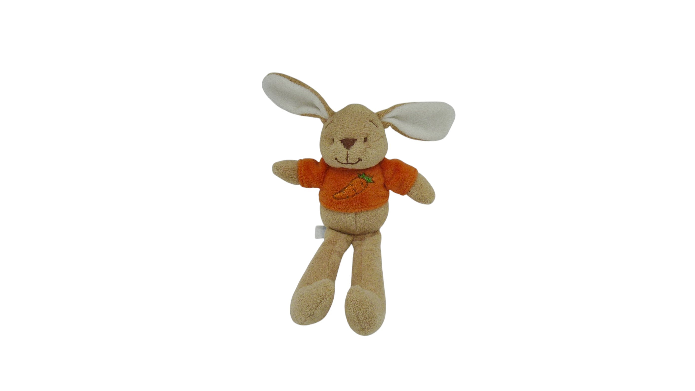 Peluche lapin marron orange - Comptine - 21 cm