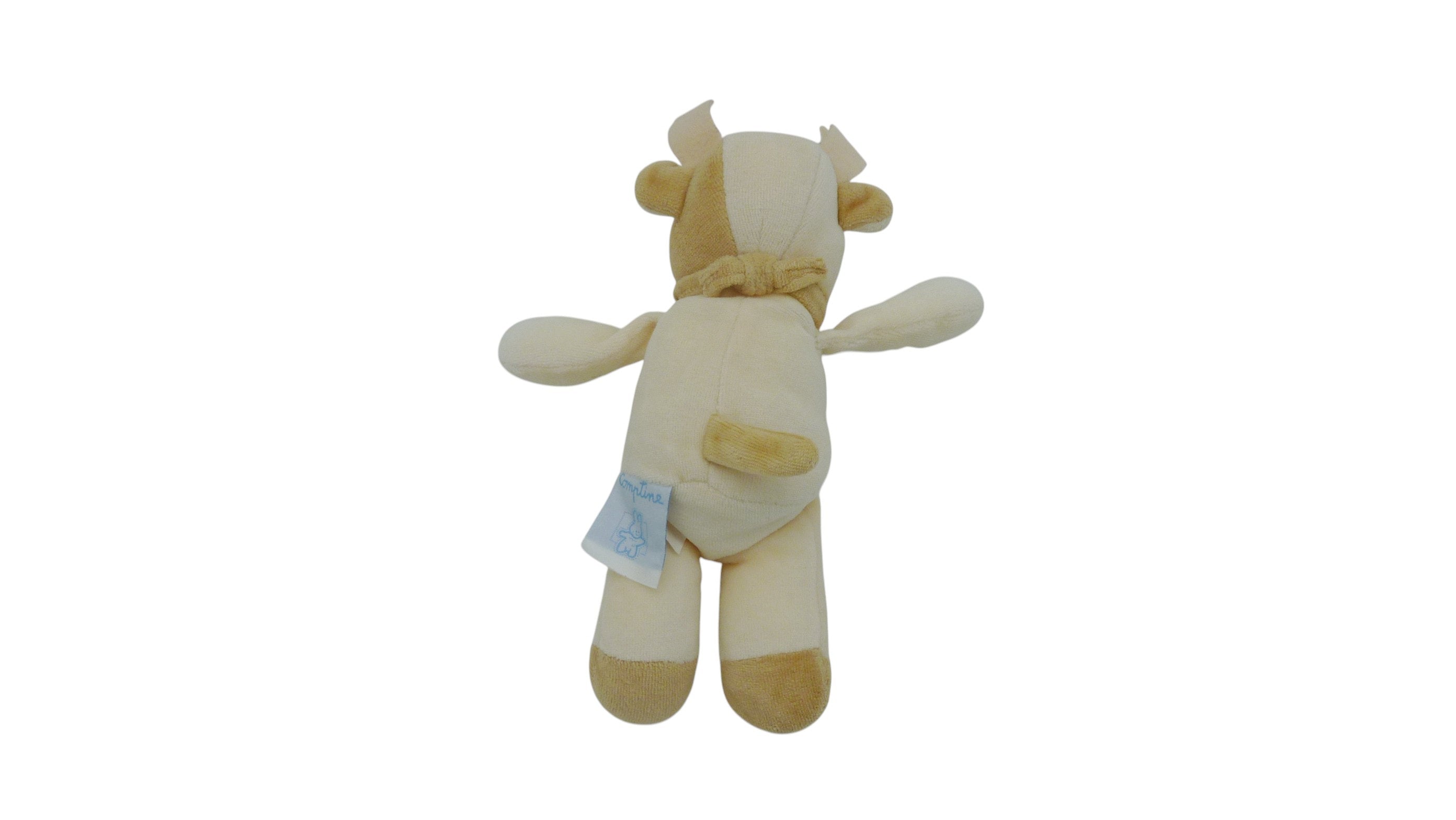 Peluche vache crème marron - Comptine - 23 cm