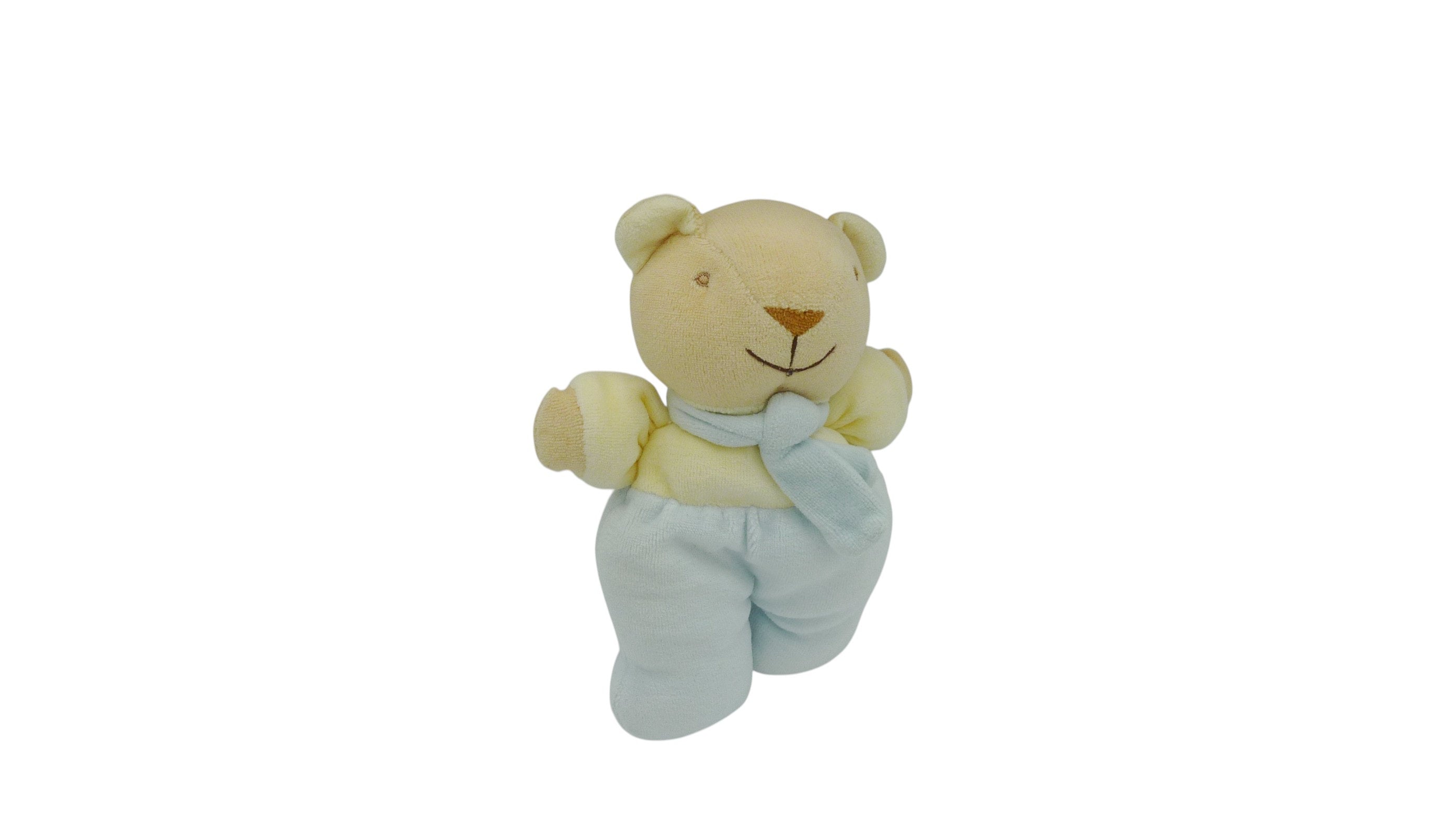 Peluche ours bleu jaune - Comptine - 21 cm