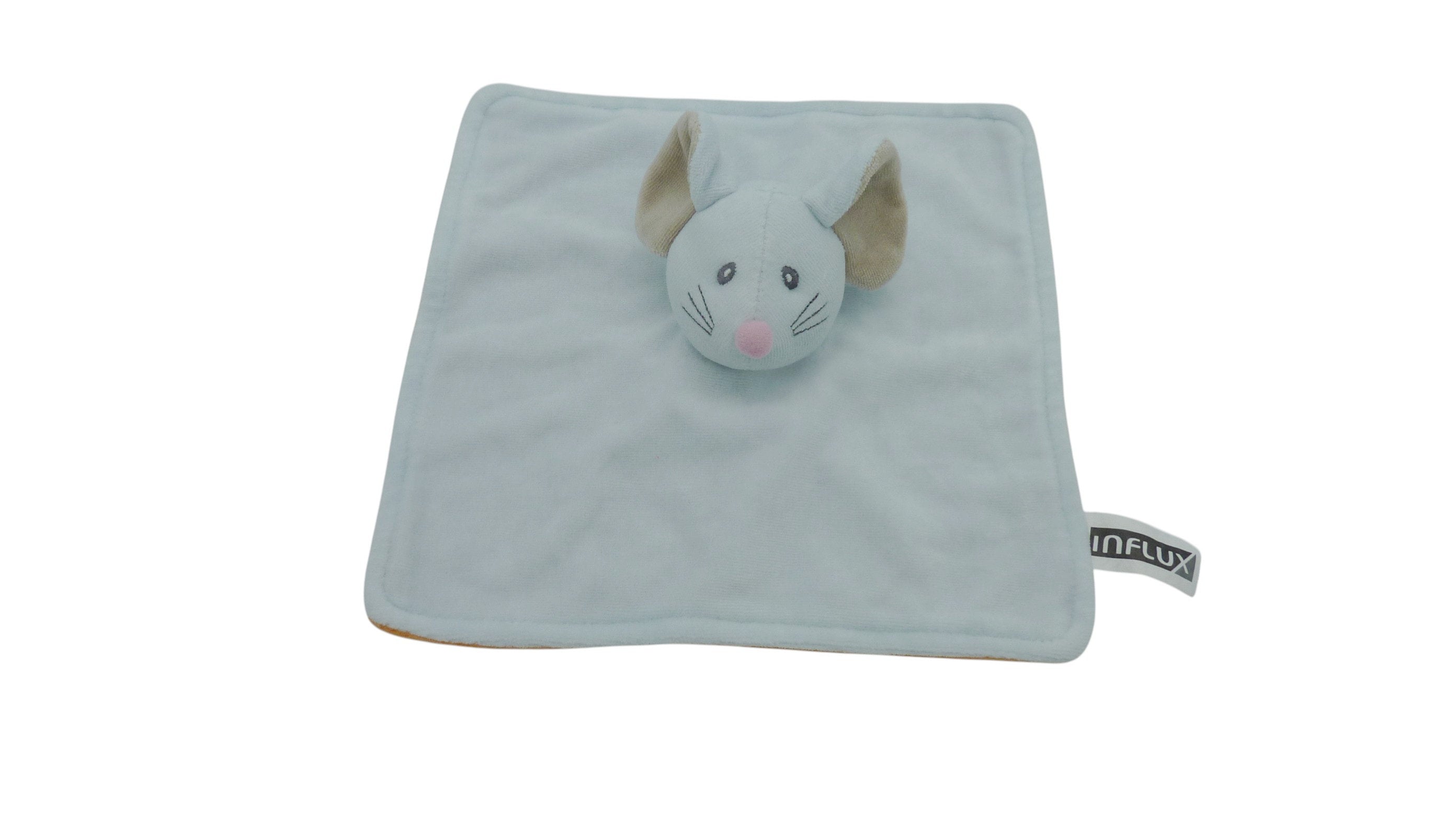 Doudou souris plat bleu orange - Influx