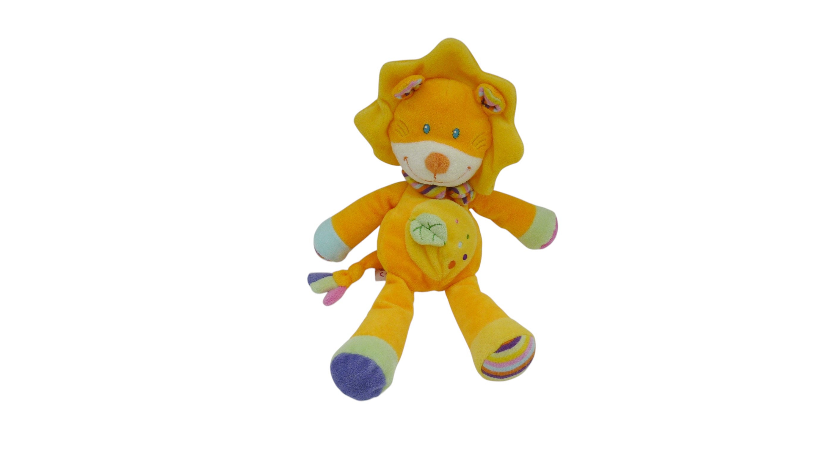 Peluche lion orange jaune - Pommette - 30 cm