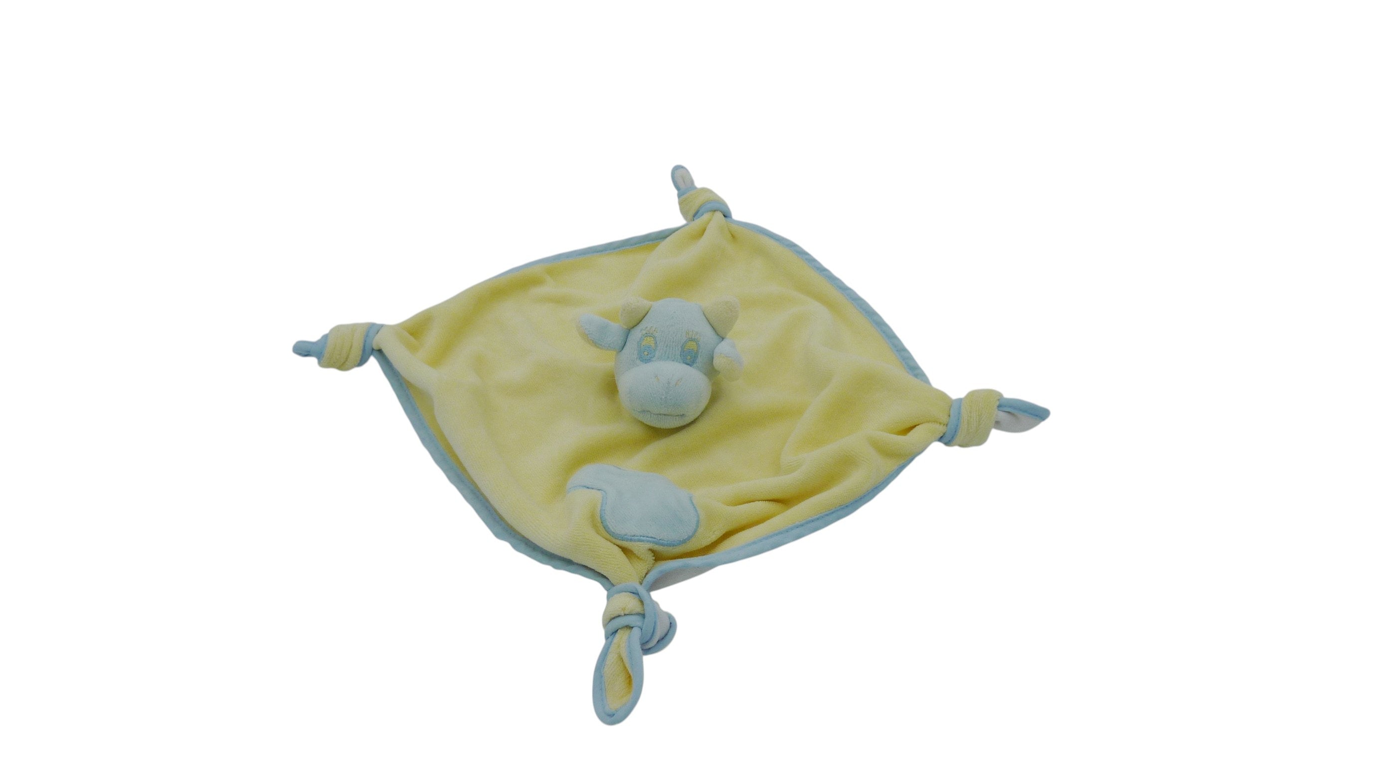 Doudou vache plat jaune bleu - Gipsy