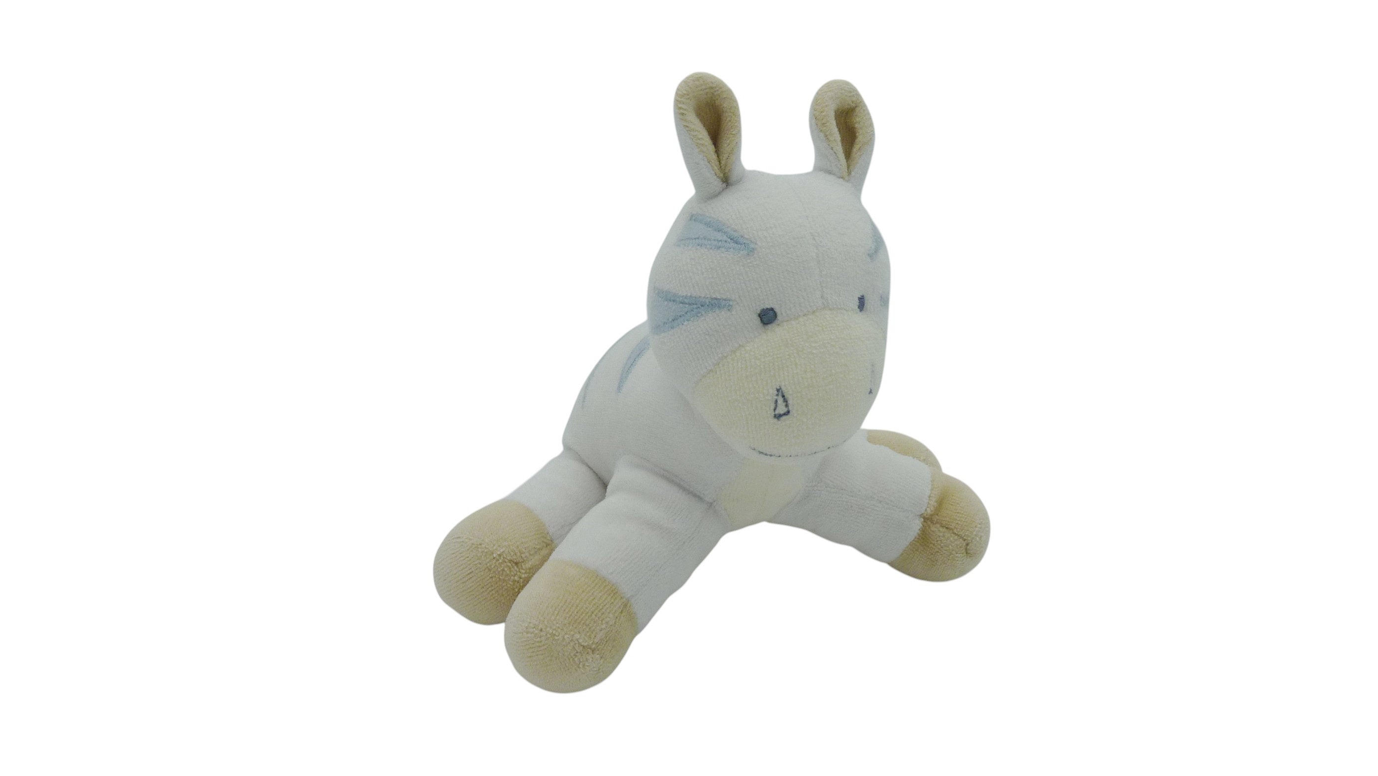 Peluche zèbre bleu beige - Babysun - 15 cm
