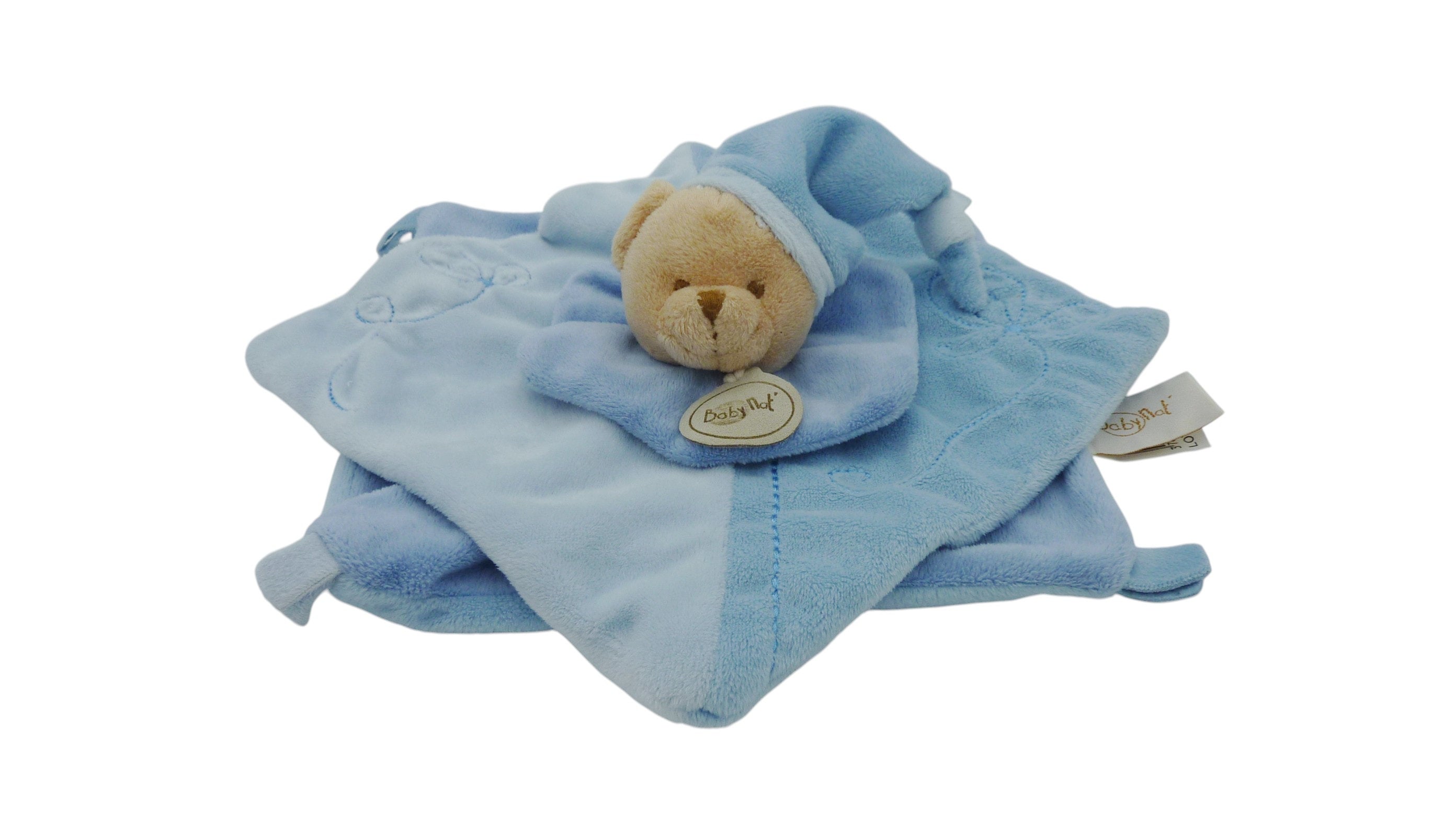 Doudou ours plat bleu - Baby'Nat