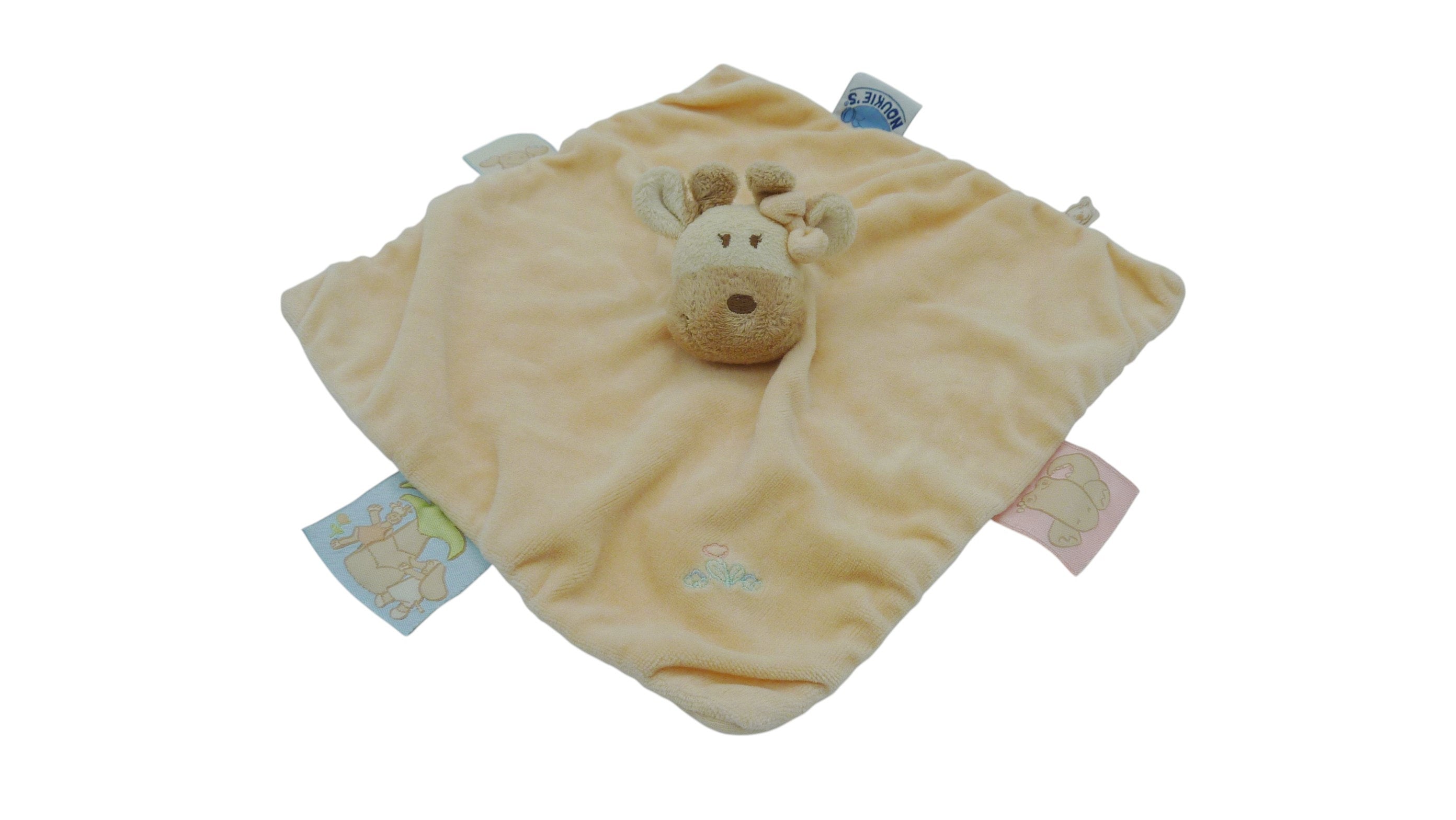 Doudou girafe plat Capucine abricot - Noukie's