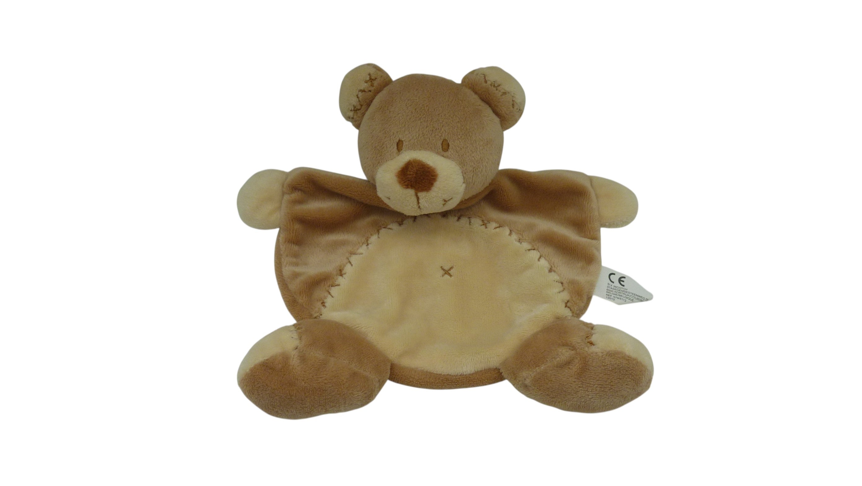 Doudou ours plat marron beige - Nicotoy