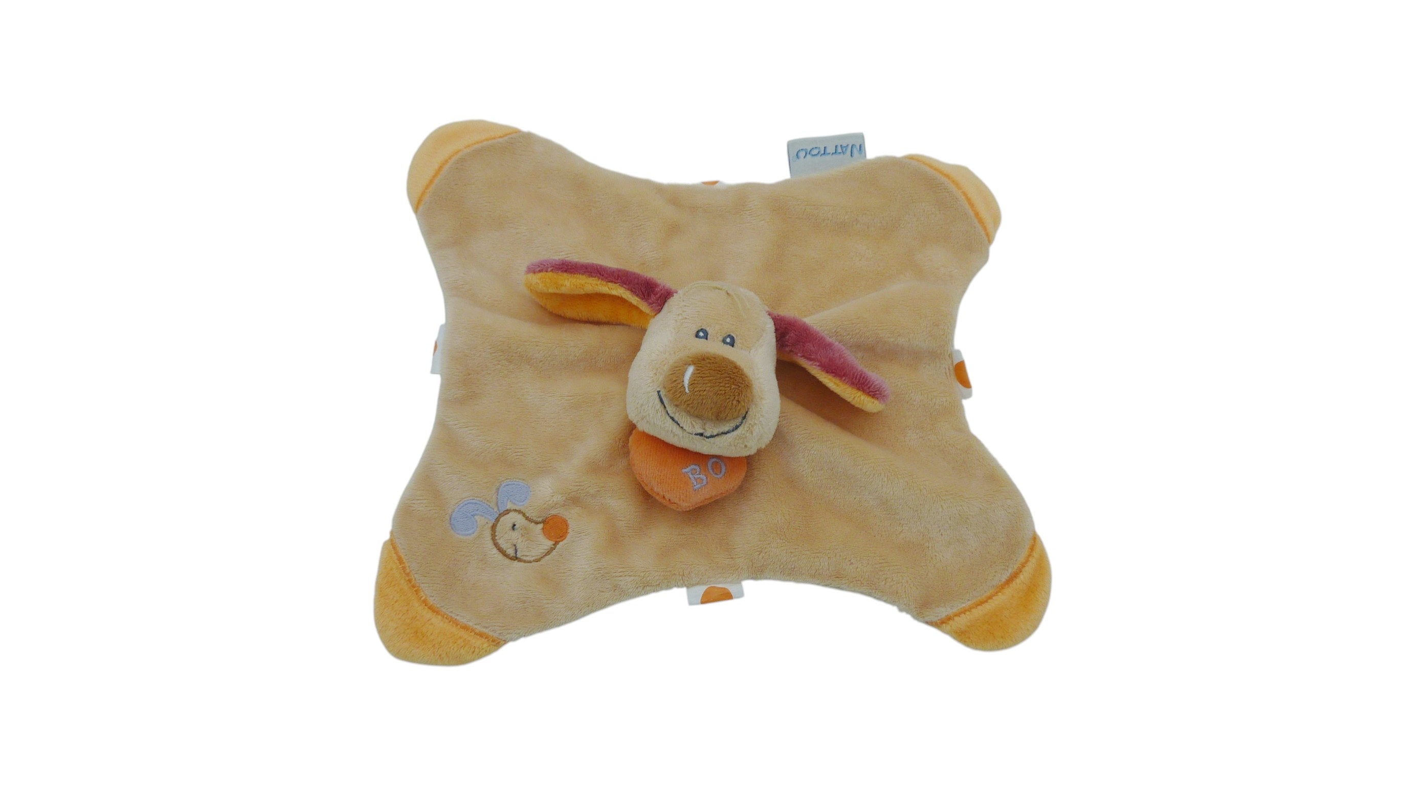 Doudou chien plat Bo marron - Nattou
