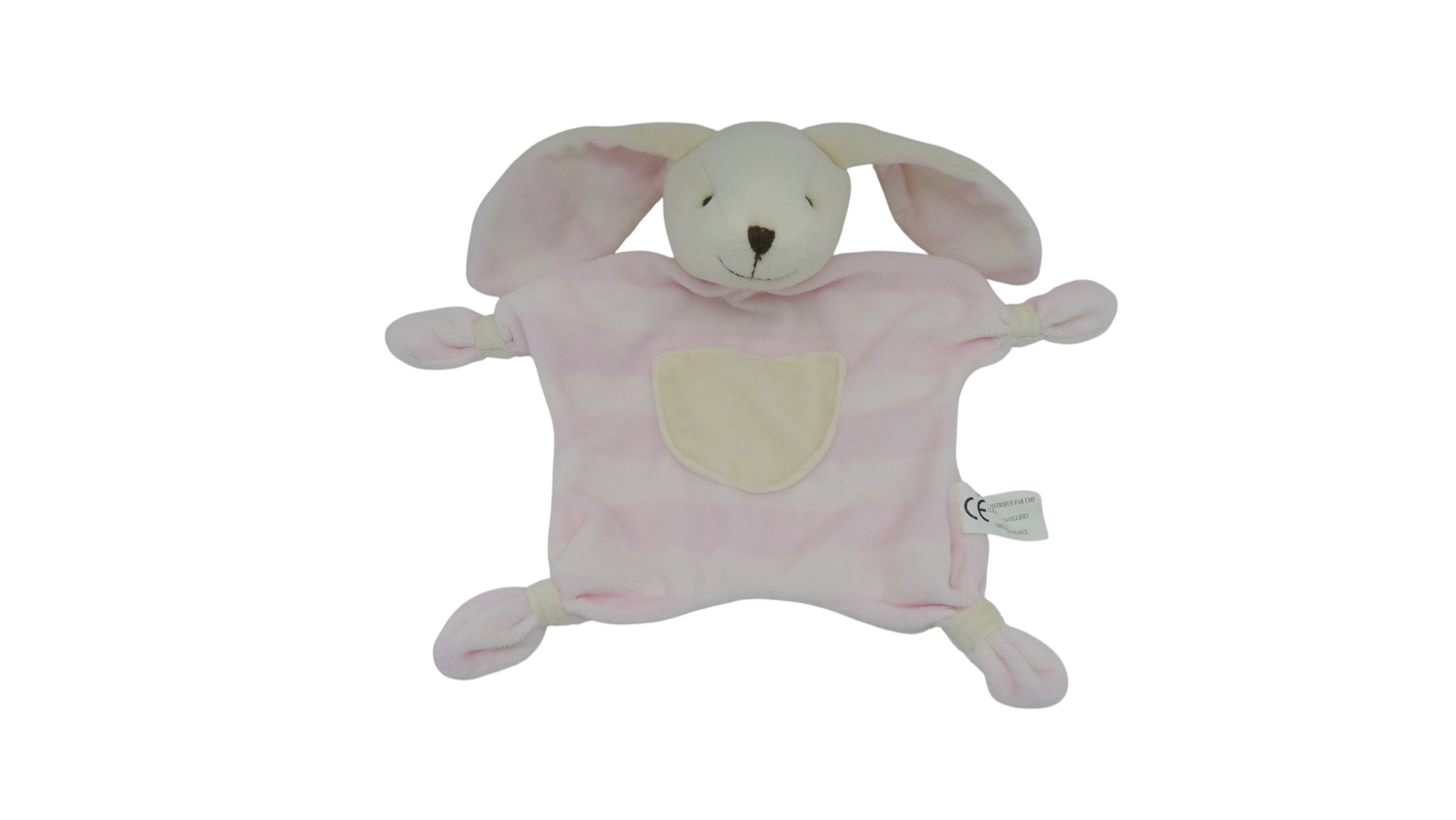 Doudou lapin plat rose crème - CMP