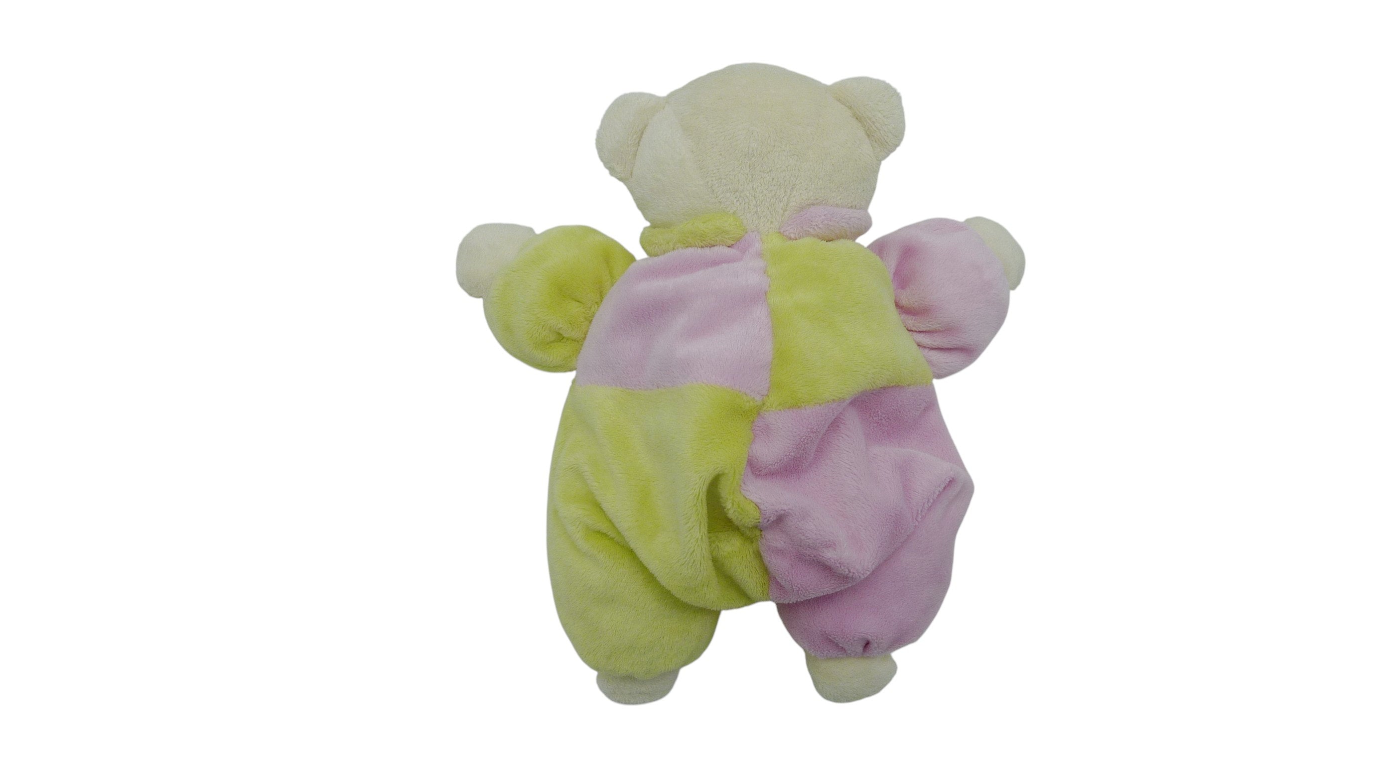 Peluche ours rose vert - CMP - 28 cm