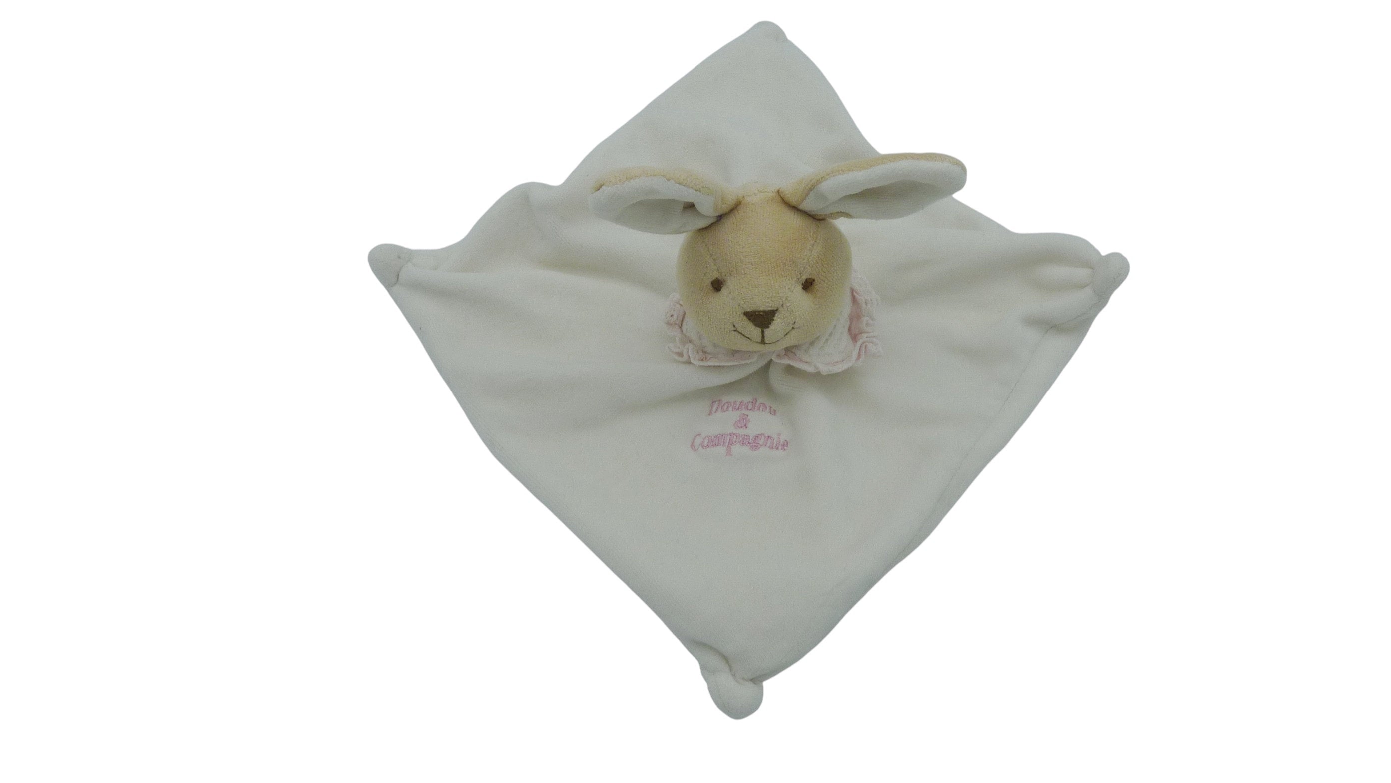 Doudou lapin plat blanc - Doudou et compagnie