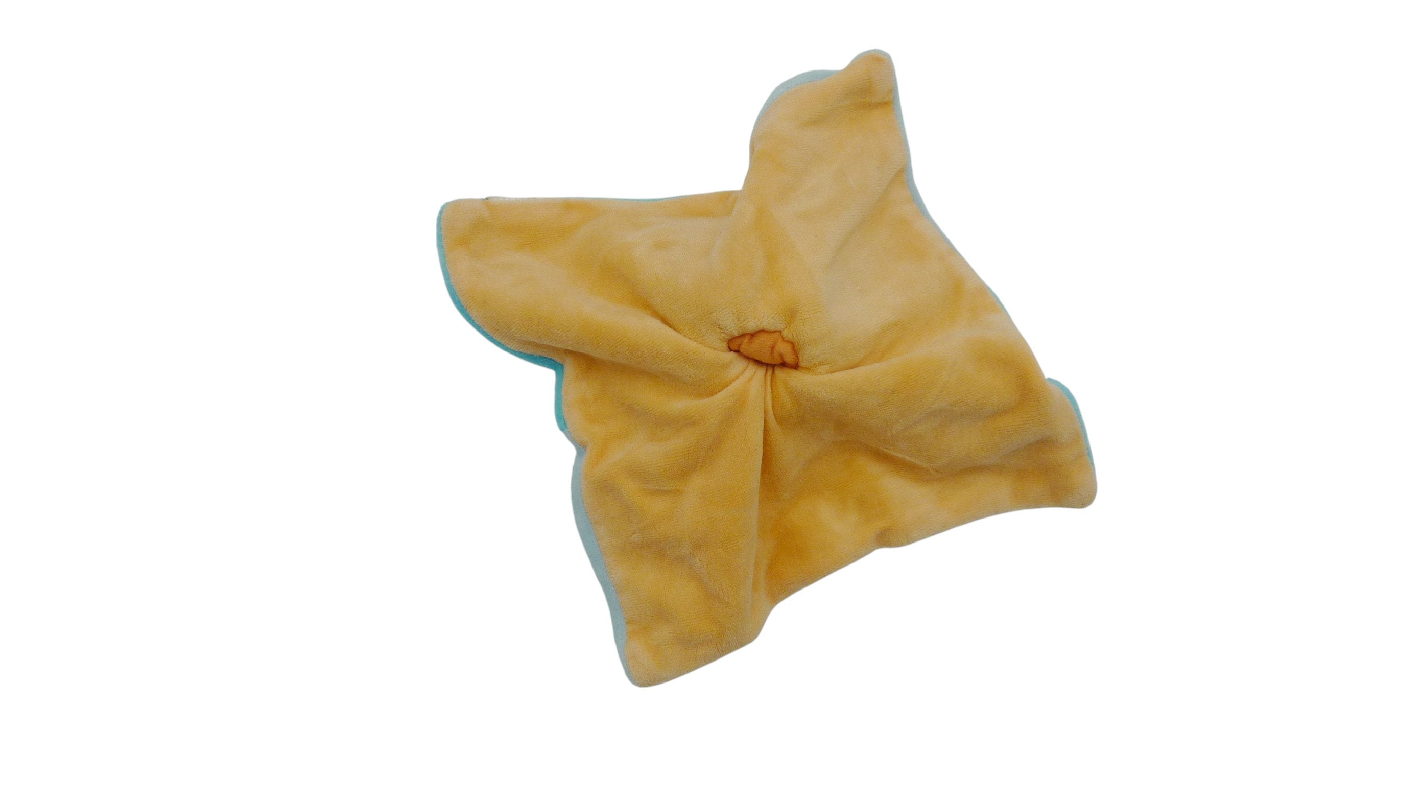 Doudou singe plat bleu orange - Bengy