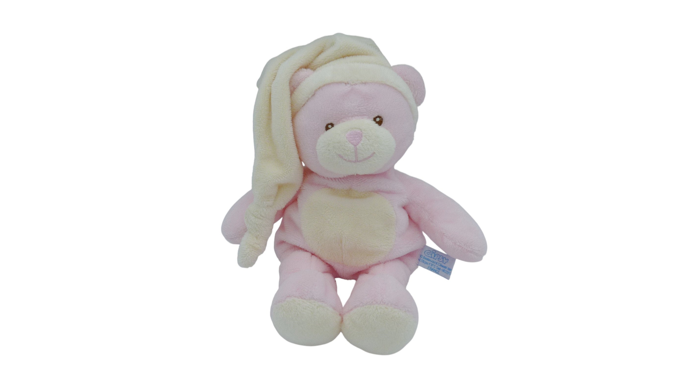 Peluche ours rose crème - Gipsy - 28 cm