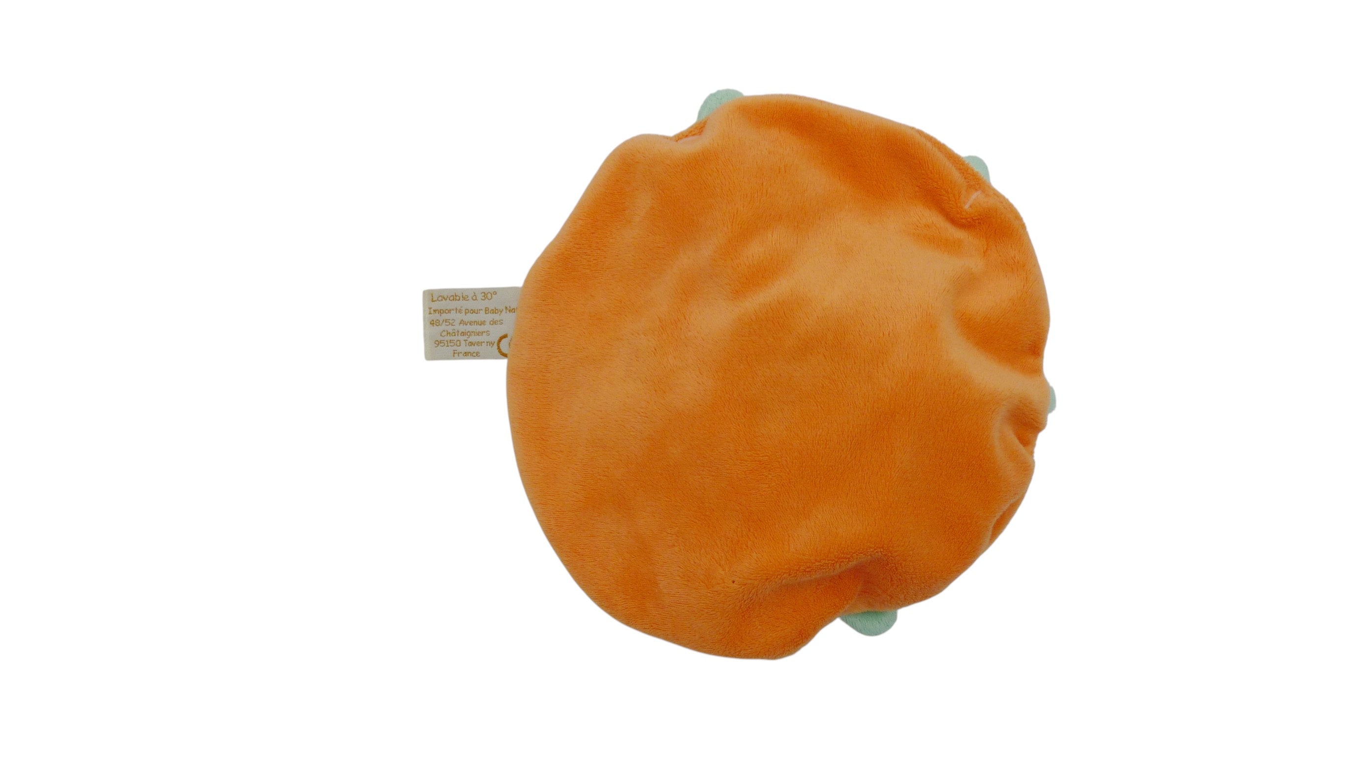 Doudou ours plat orange vert - Baby'Nat