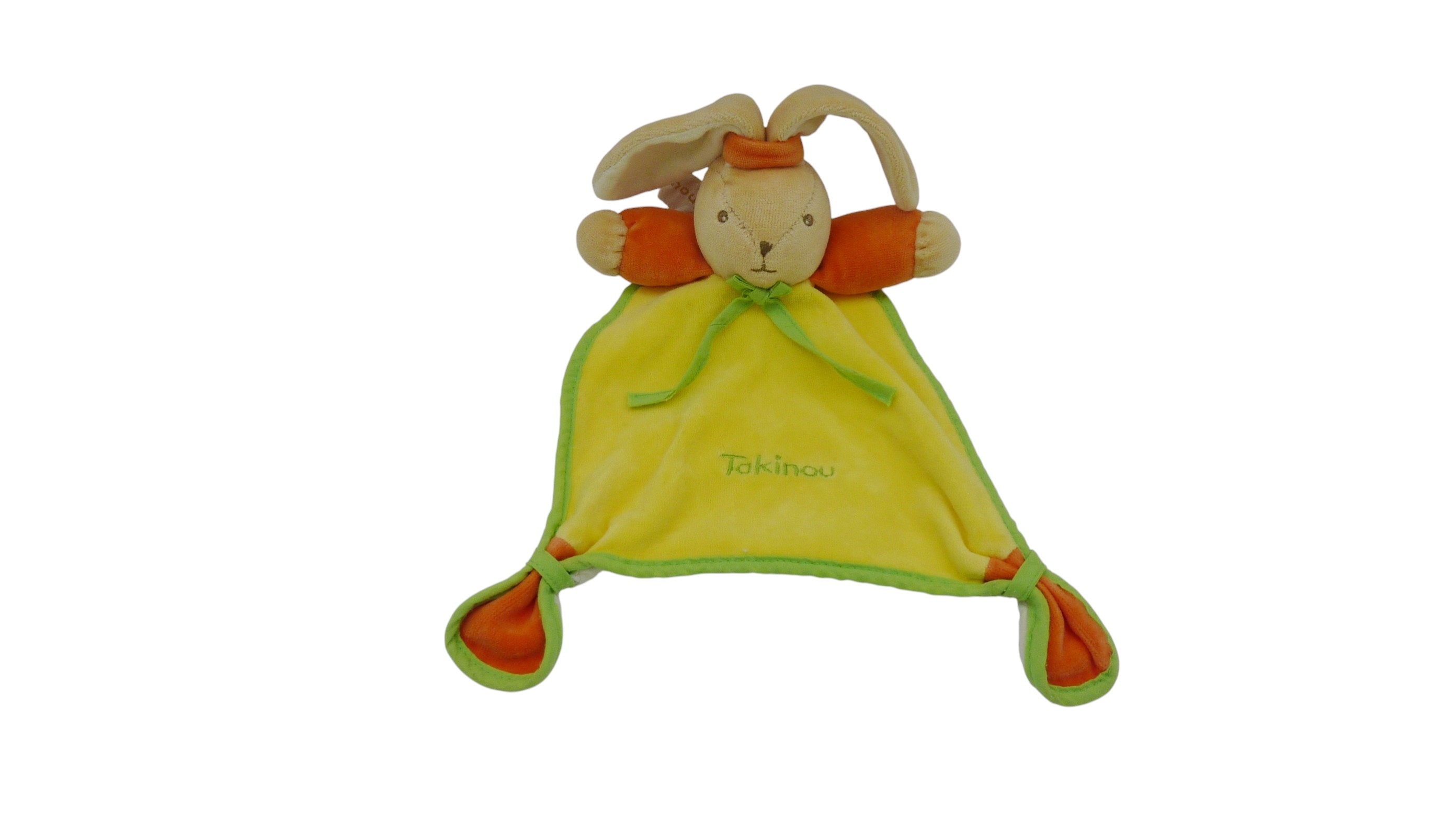 Doudou lapin plat jaune orange - Takinou