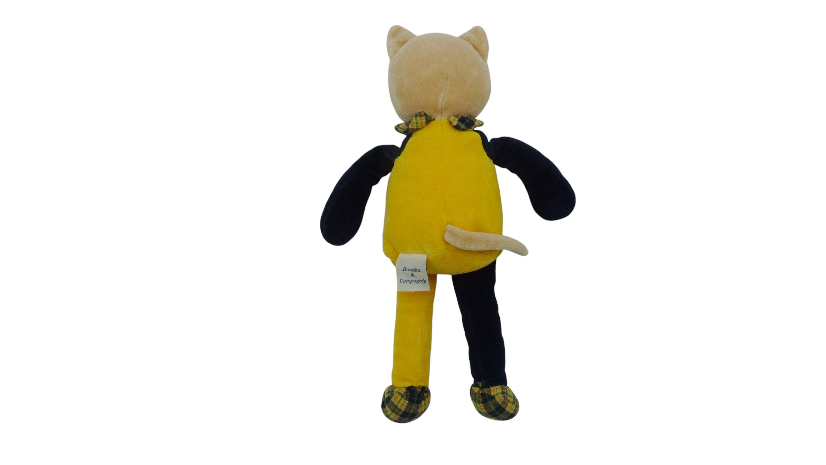 Peluche chat bleu marine jaune - Doudou et compagnie - 33 cm